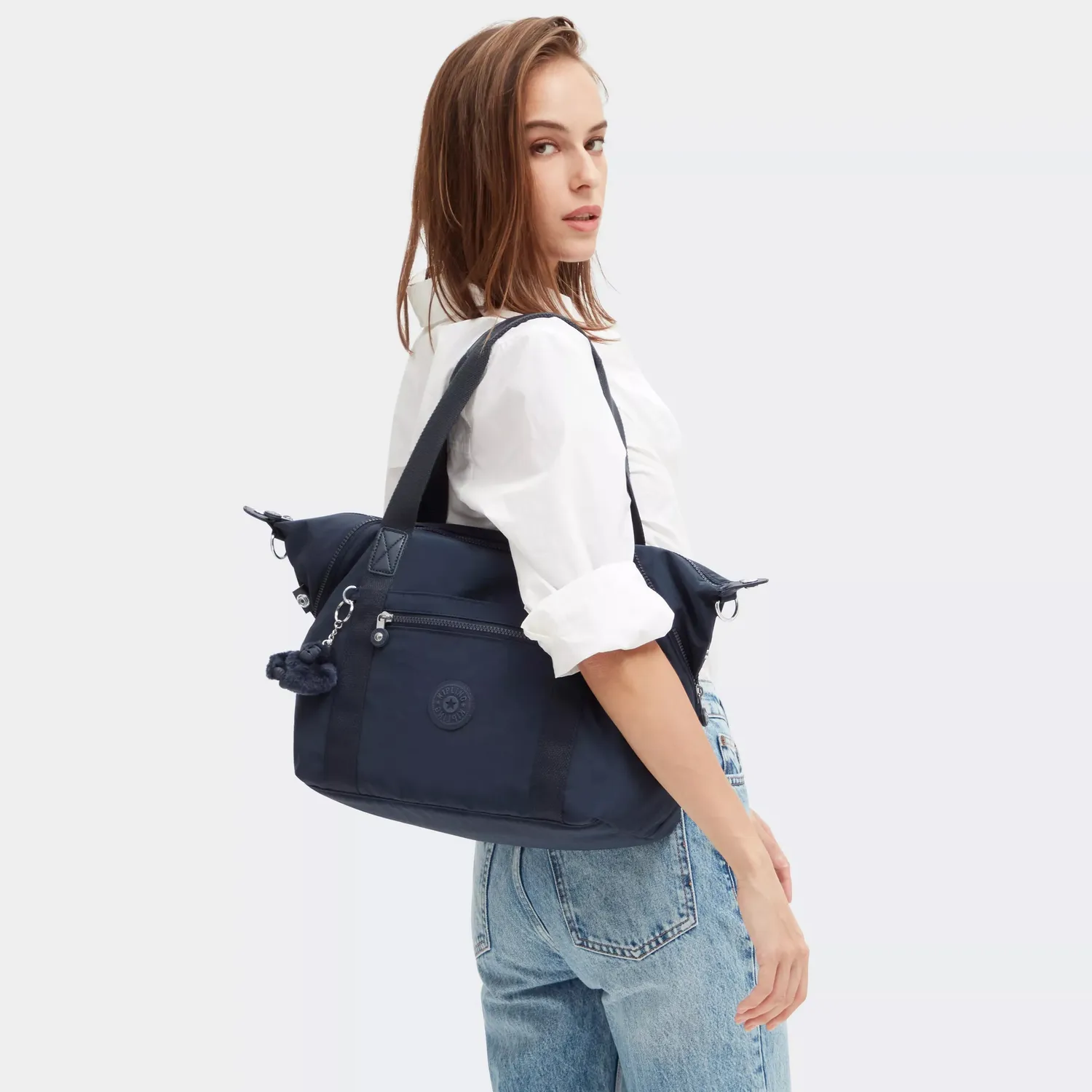 Kipling Art handtas medium Blue Bleu 2 verstelbaar