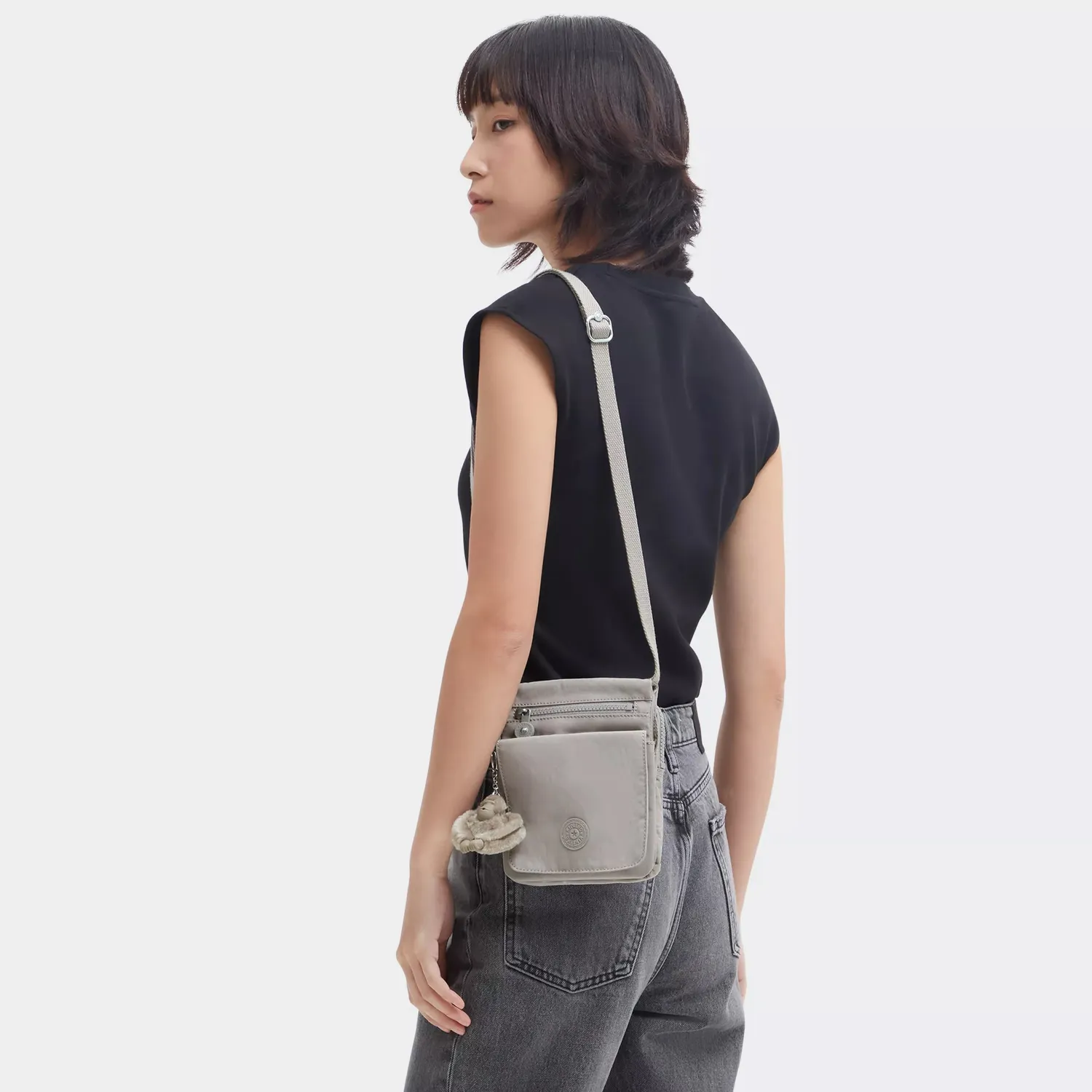 Kipling New Eldorado crossbody tas Grey Gris klein licht
