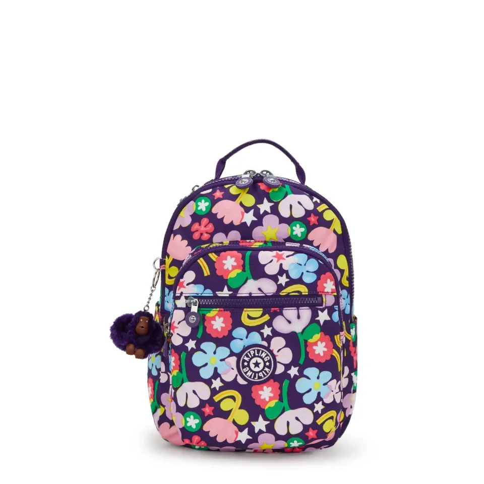 Kipling Seoul S rugzak Fairy Flower klein met 11 inch vak