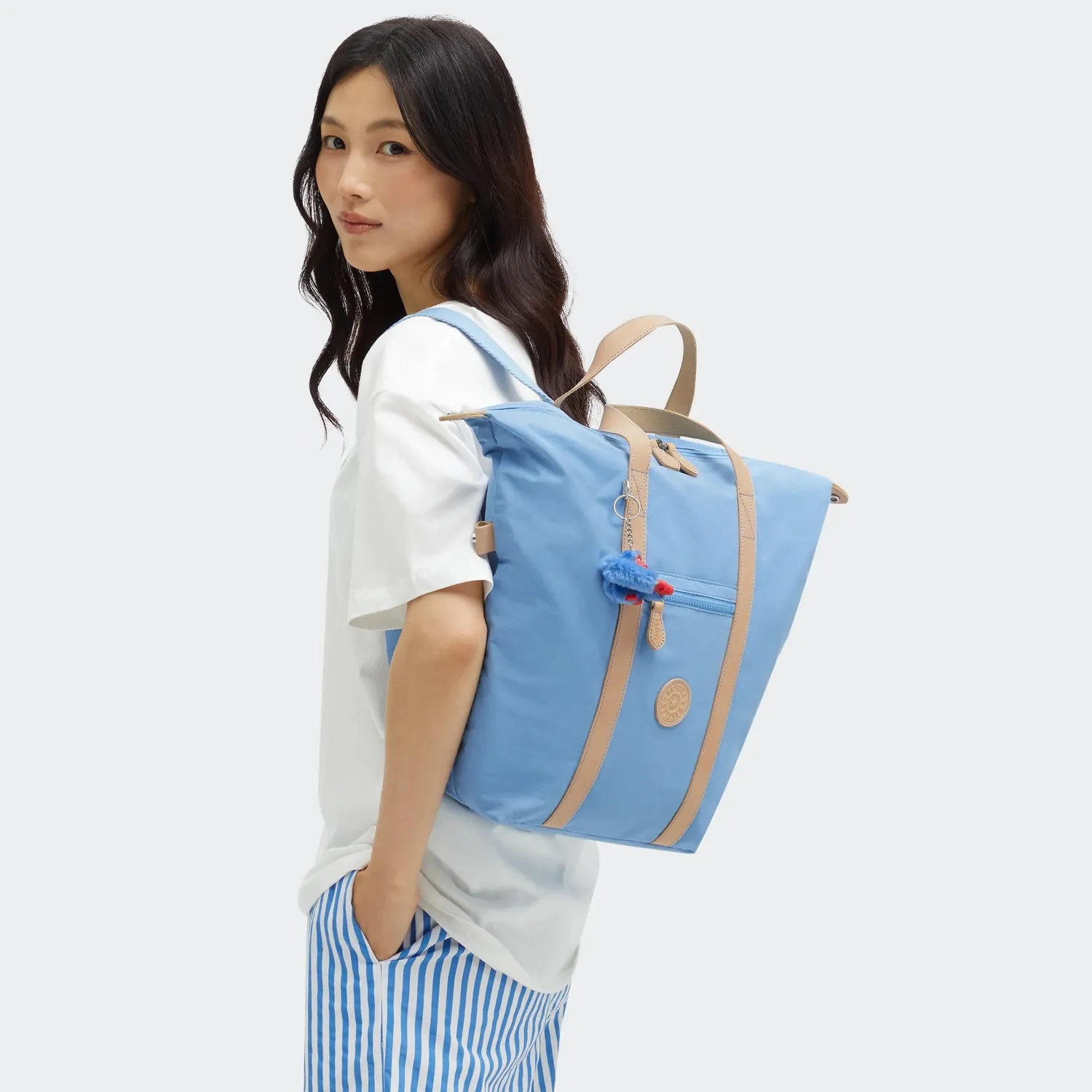 Kipling New Art rugzak Cotton Air Blue medium 15 inch