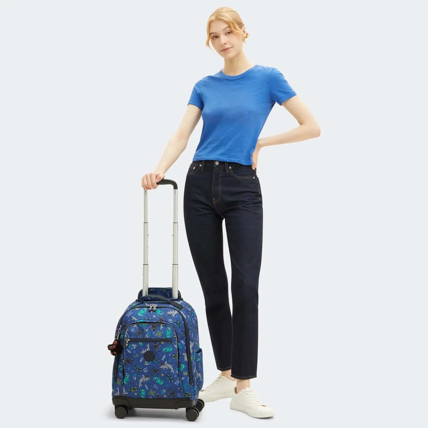 Kipling New Zea rugzak met wielen Undersea Party Groot trolley