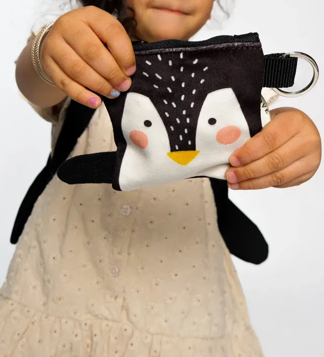 Love for Childrenn Pinguïn kinderportemonnee velvet 10 cm