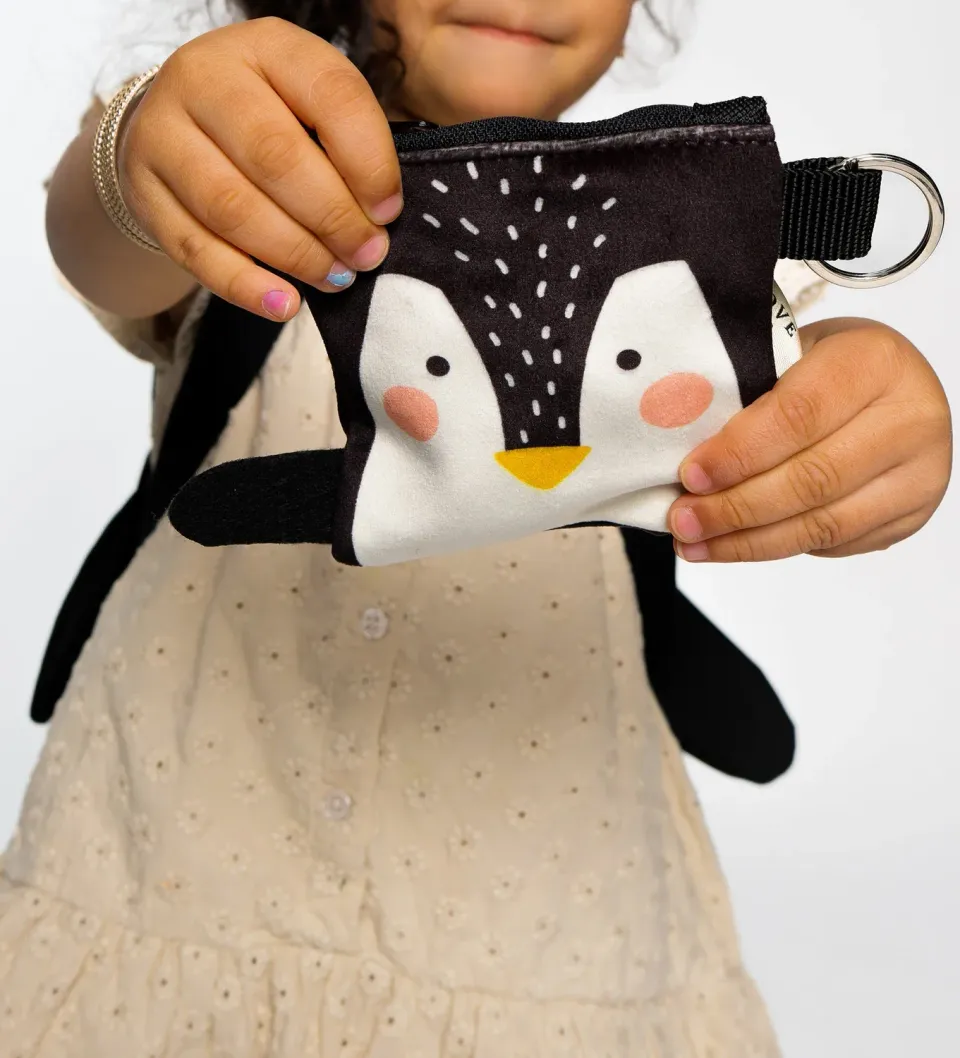 Love for Childrenn Pinguïn kinderportemonnee velvet 10 cm