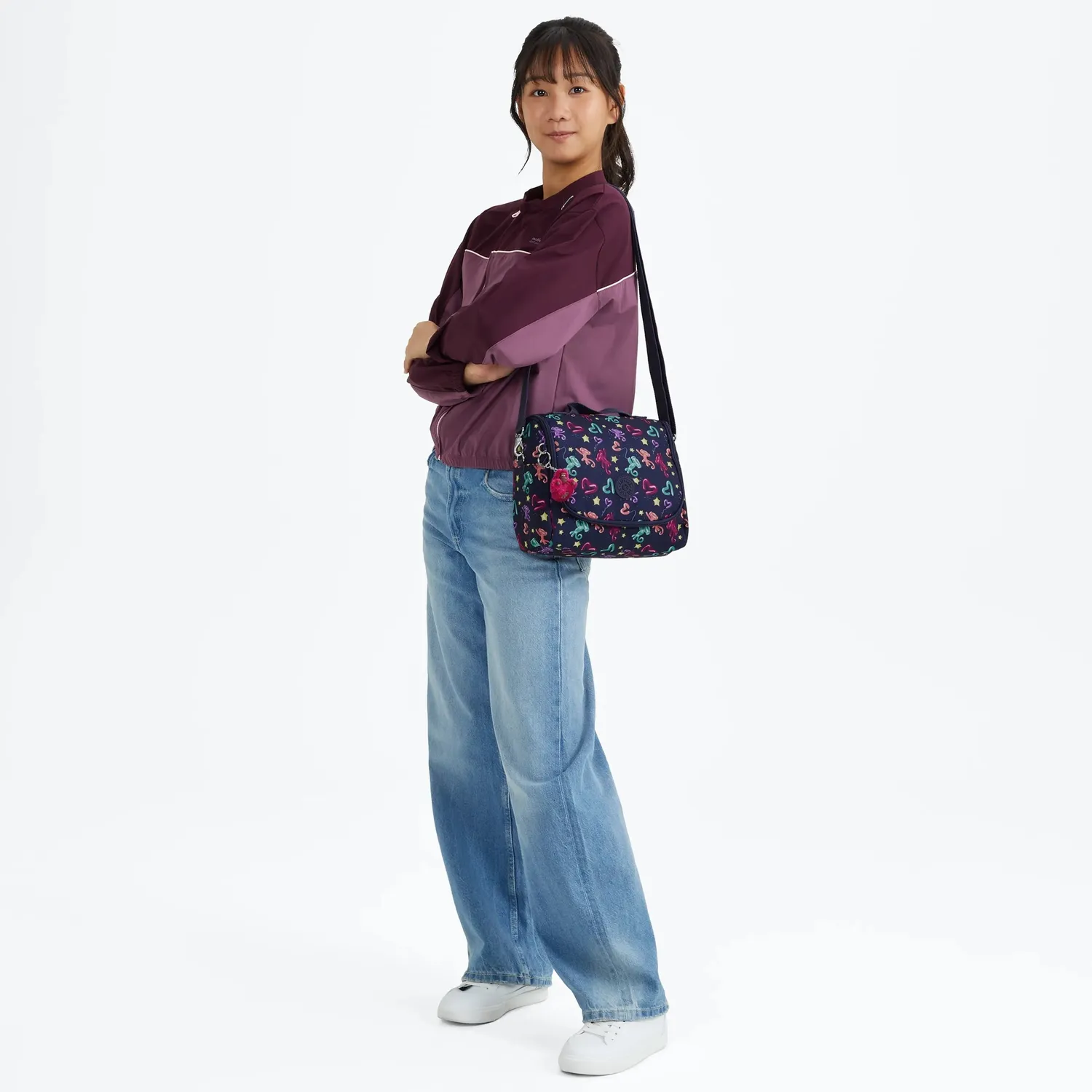 Kipling New Kichirou lunchtas Balloon Monkey Groot met print