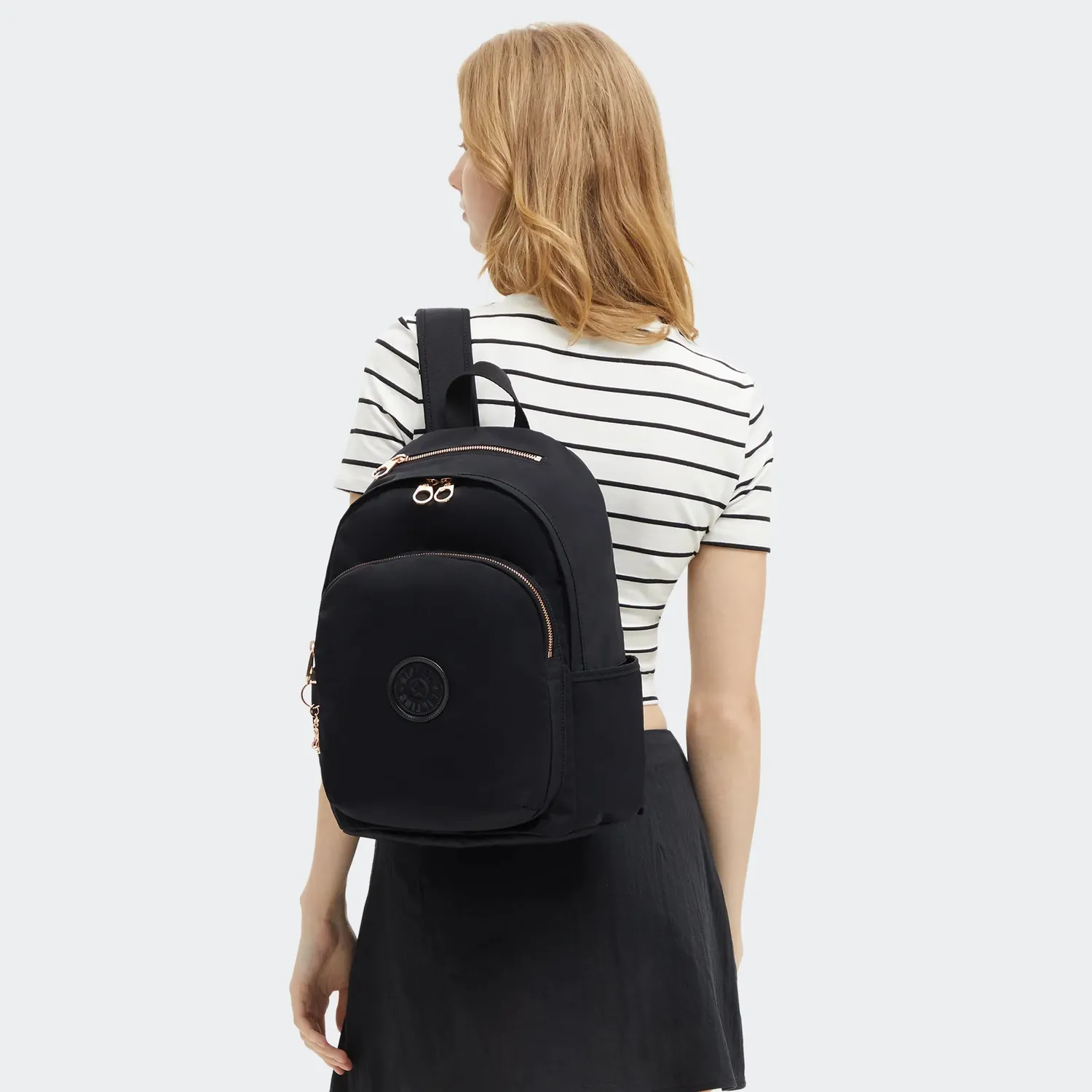 Kipling Delia rugzak Medium Black Rose Spice zijvakken