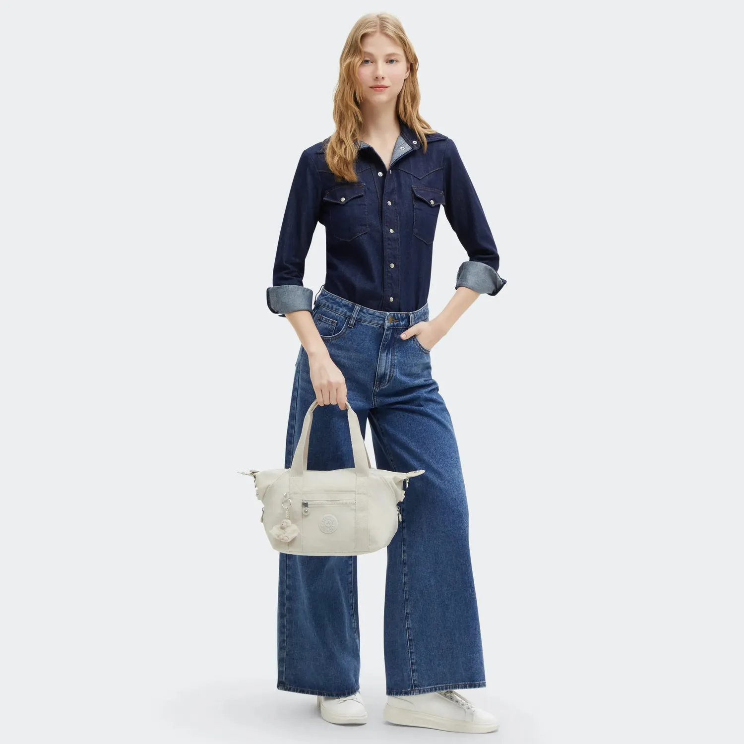 Kipling Art Mini schoudertas Hideaway Beige klein met voorvak