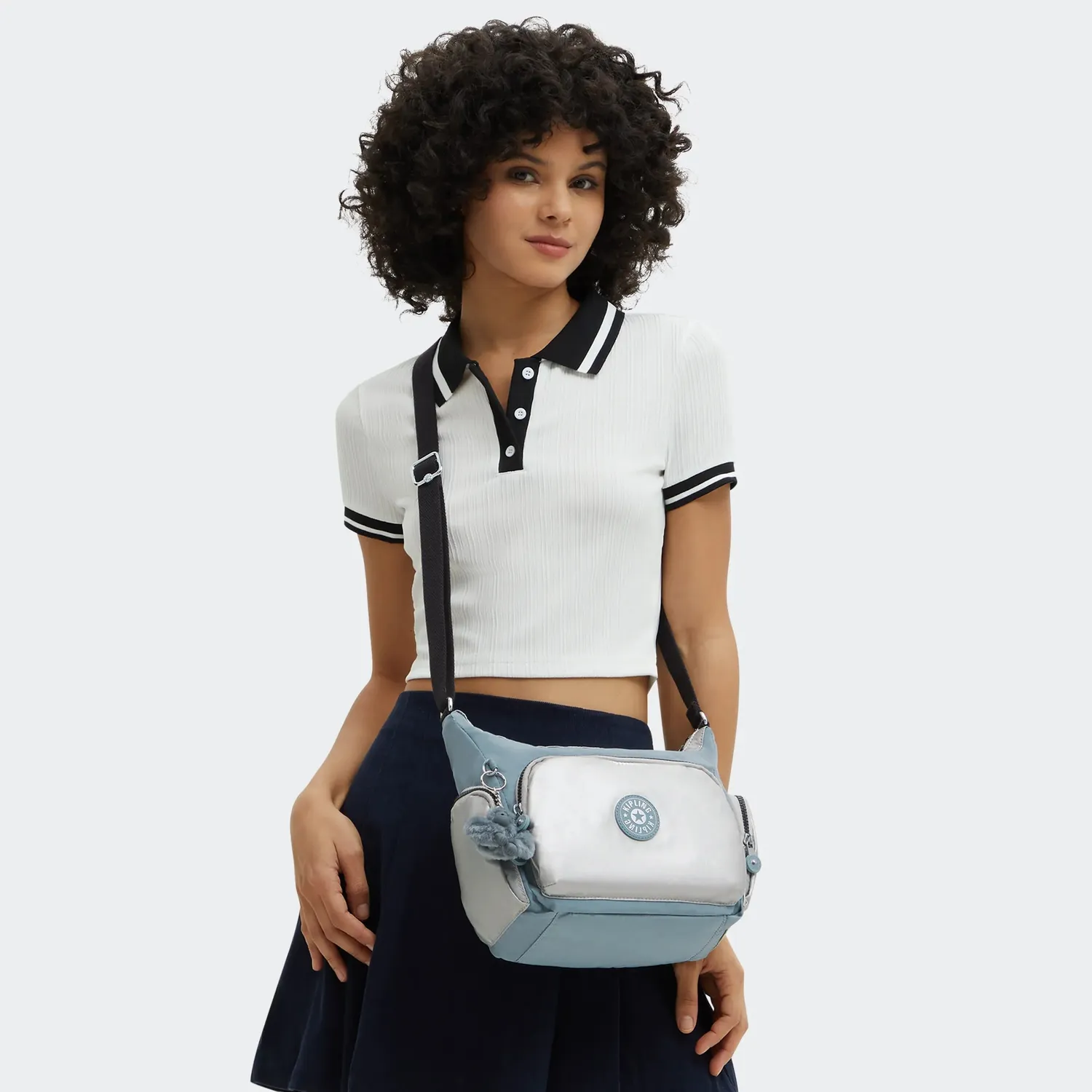 Kipling Gabb S crossbodytas Medium Relaxed Grey met vakken