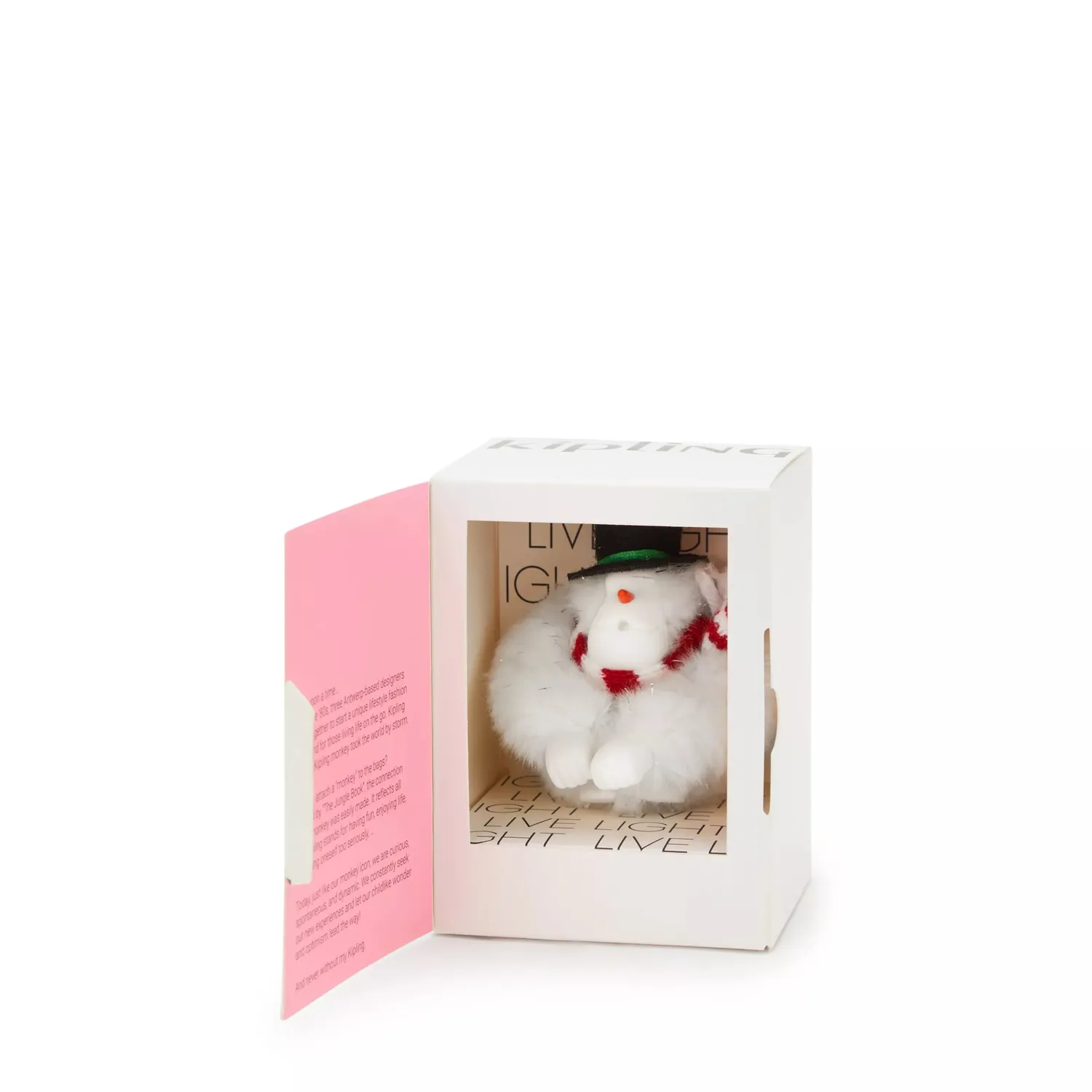 Kipling Snowman Monkey sleutelhanger Klein Snowman White pluche