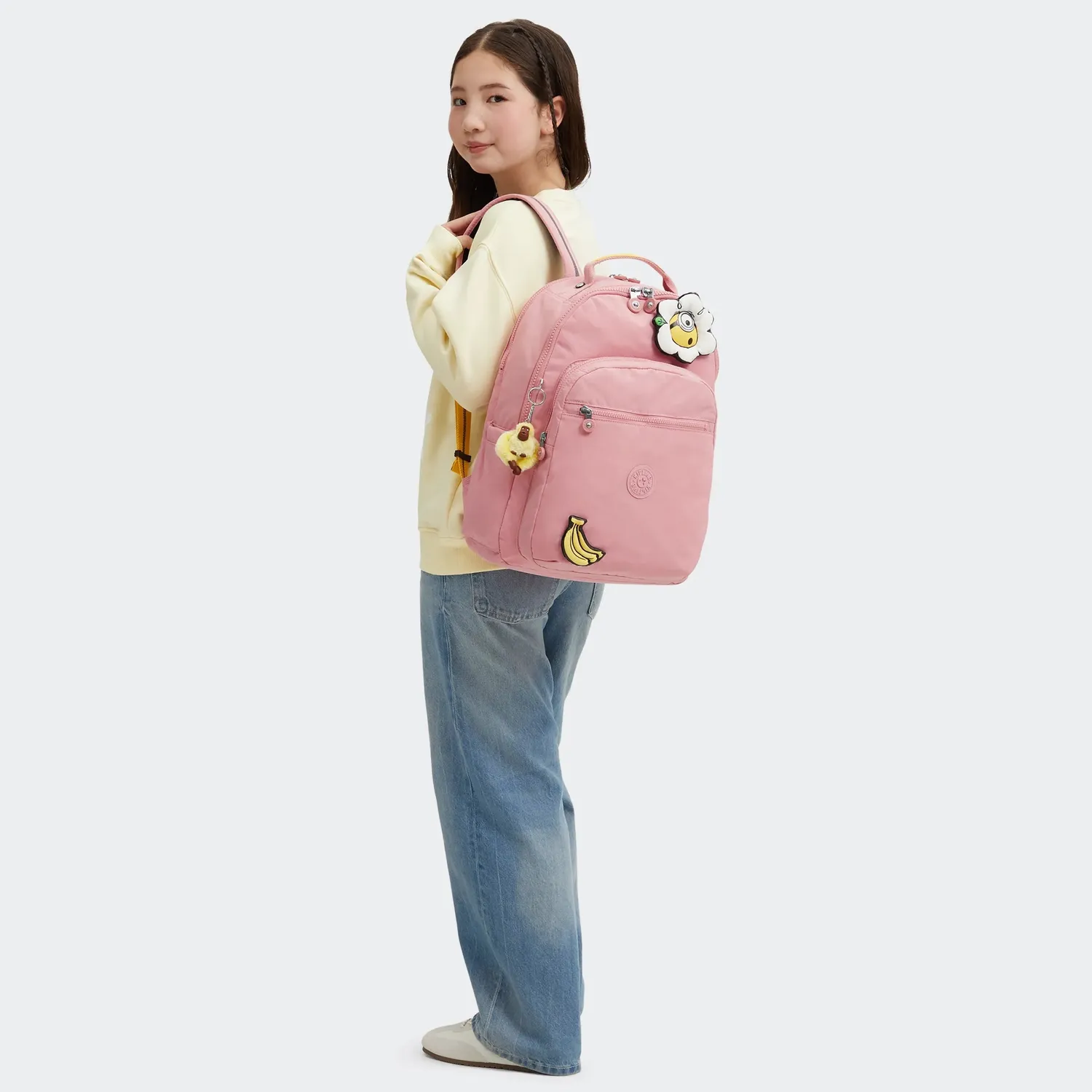 Kipling Seoul Lap rugzak Groot Pink Daisy Minions 15 inch