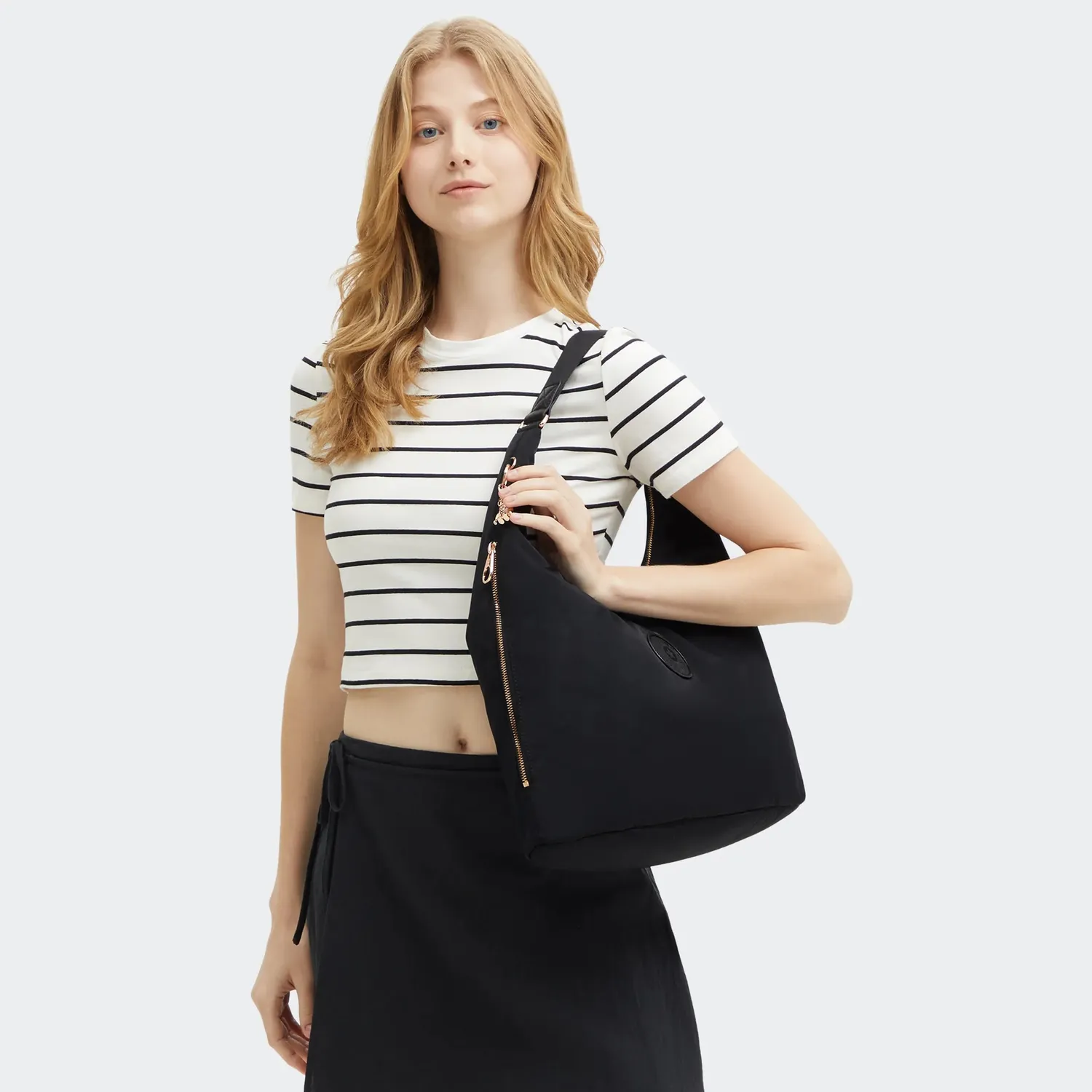 Kipling Eanna Zip schoudertas Black Rose Spice medium A4