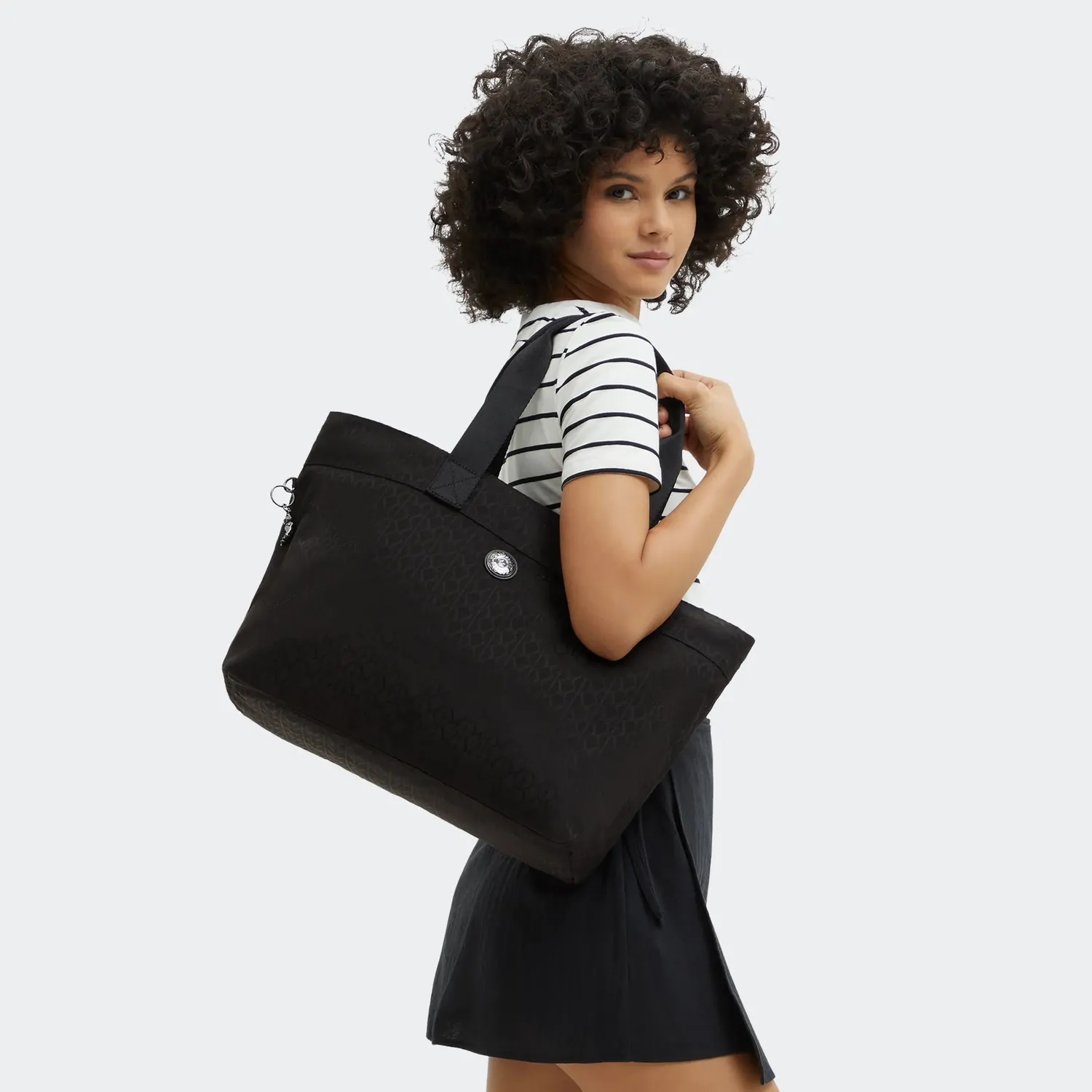 Kipling Colissa Up shopper Groot Black Sign Jacquard laptopvak