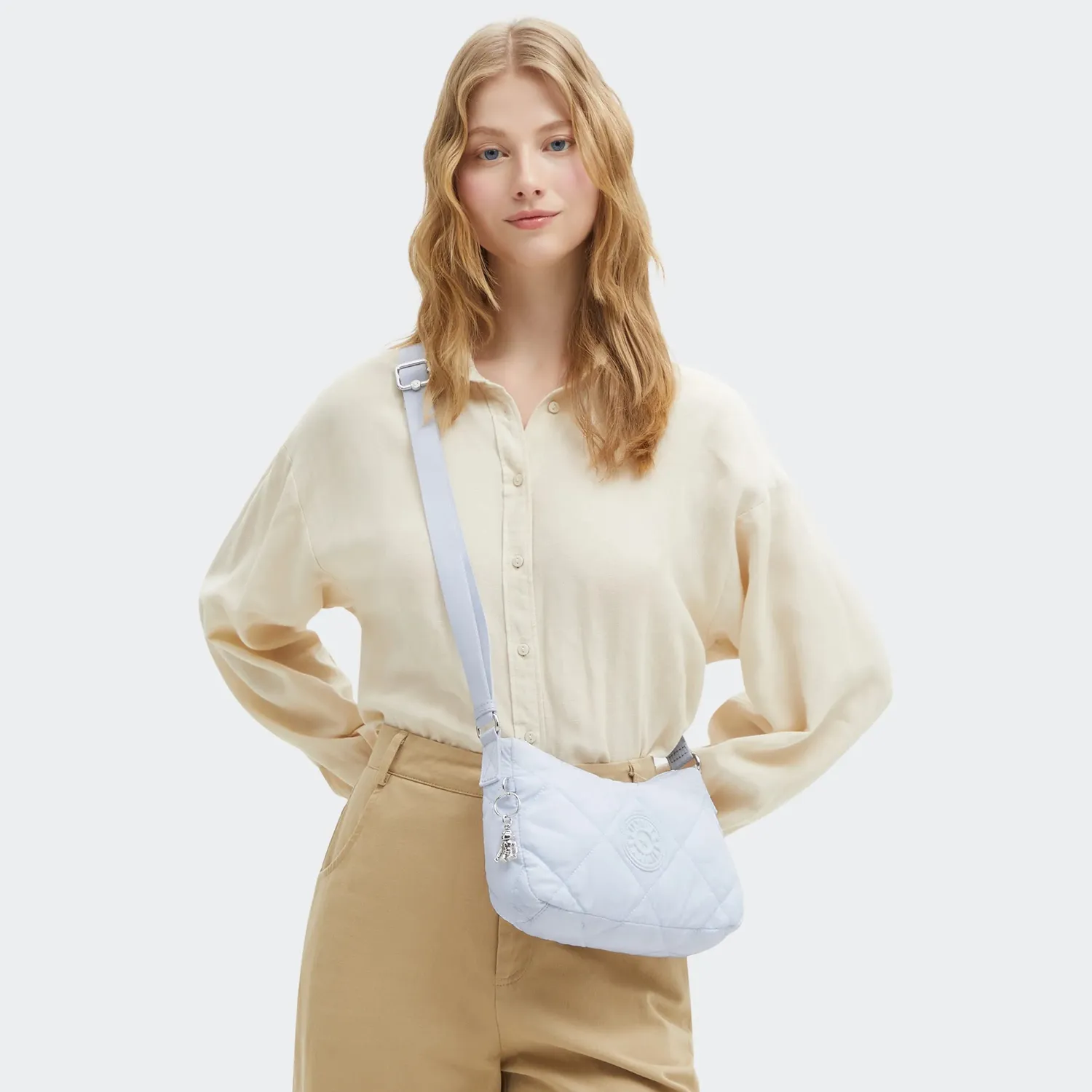 Kipling Ayda Up schoudertas Water Blue Quilt Klein