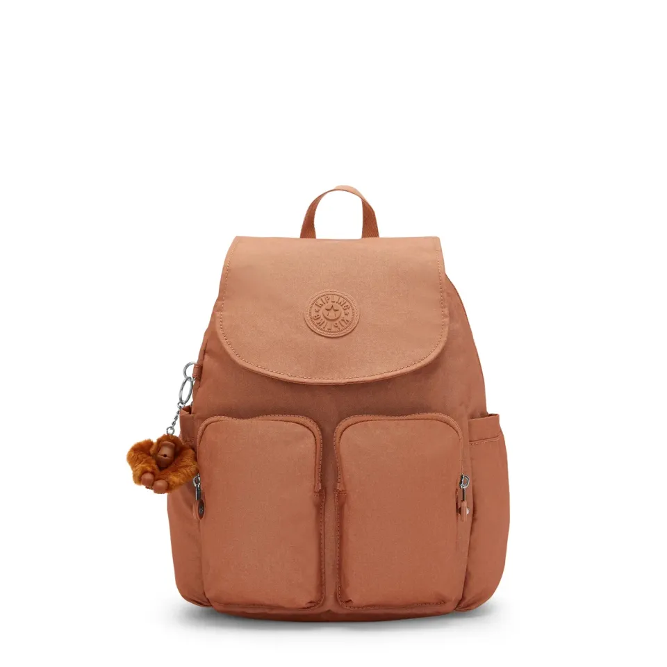 Kipling City Pocket S rugzak Copper Glimmer klein klep