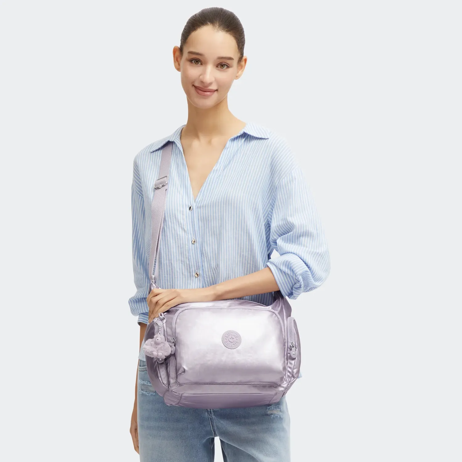Kipling Gabb crossbodytas Groot Lilac Moon metallic glans