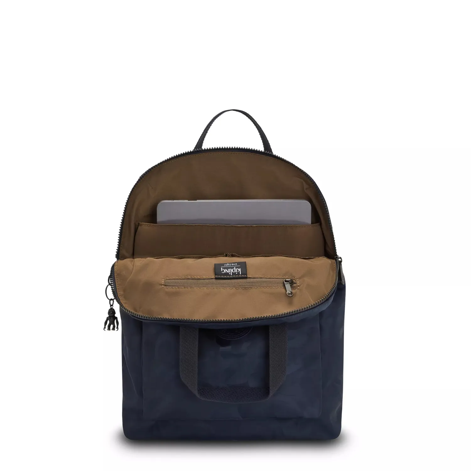 Kipling Kazuki rugzak Medium Satin Camouflage Blue laptop