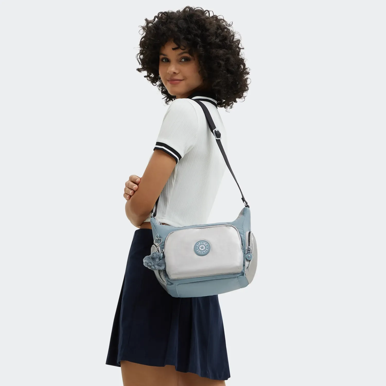 Kipling Gabb S crossbodytas Medium Relaxed Grey met vakken