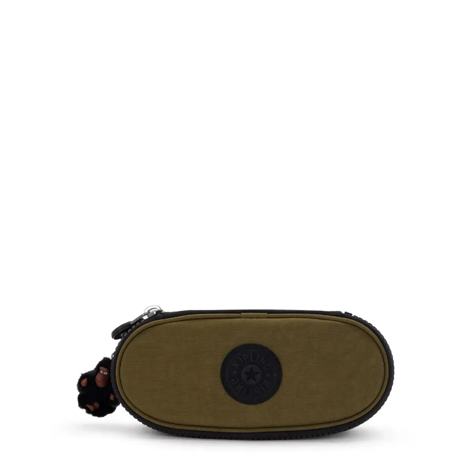 Kipling Duobox pennenetui Medium Black Khaki Block waterdicht