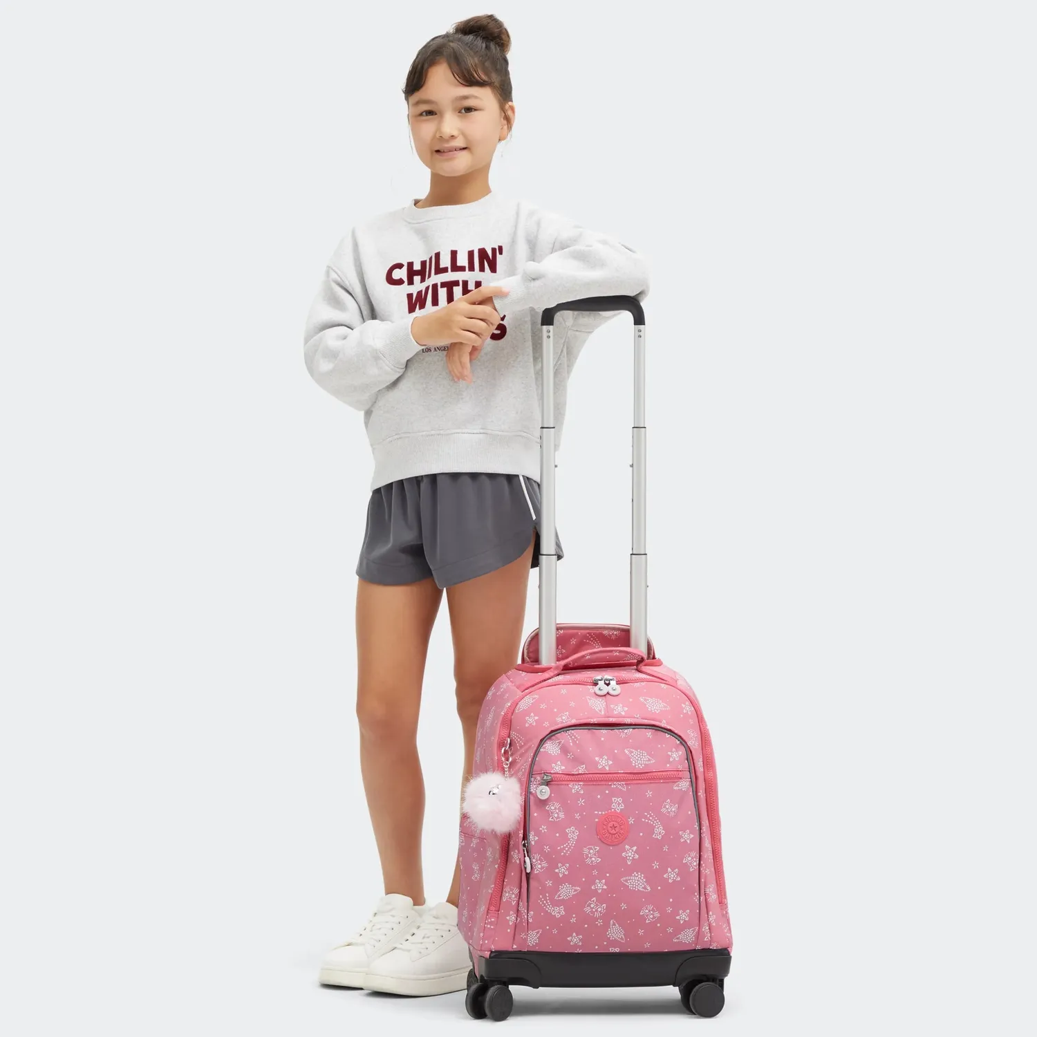 Kipling New Zea rugzak Glitter Cats groot met wielen