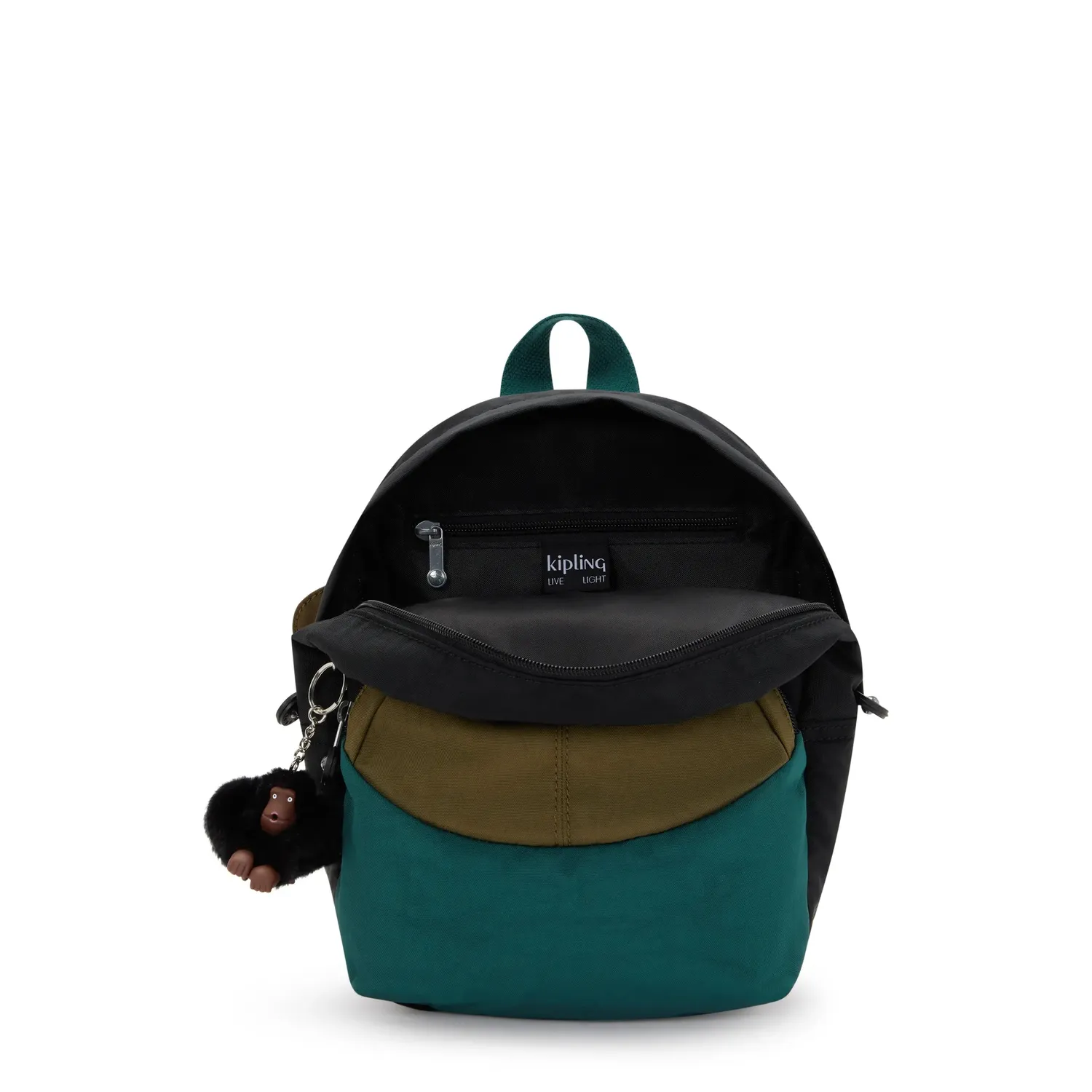 Kipling Faster rugzak klein Black Khaki Block waterafstotend