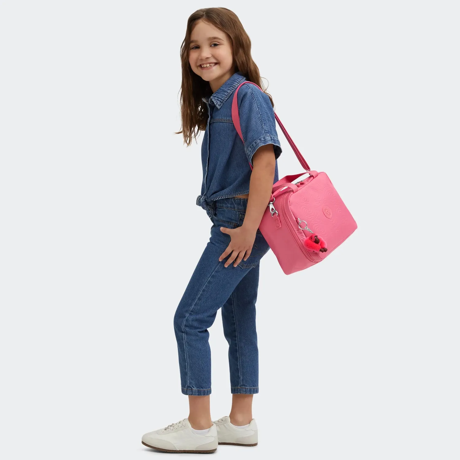 Kipling Miyo lunchtas Groot Pink Swirl Emboss geïsoleerd