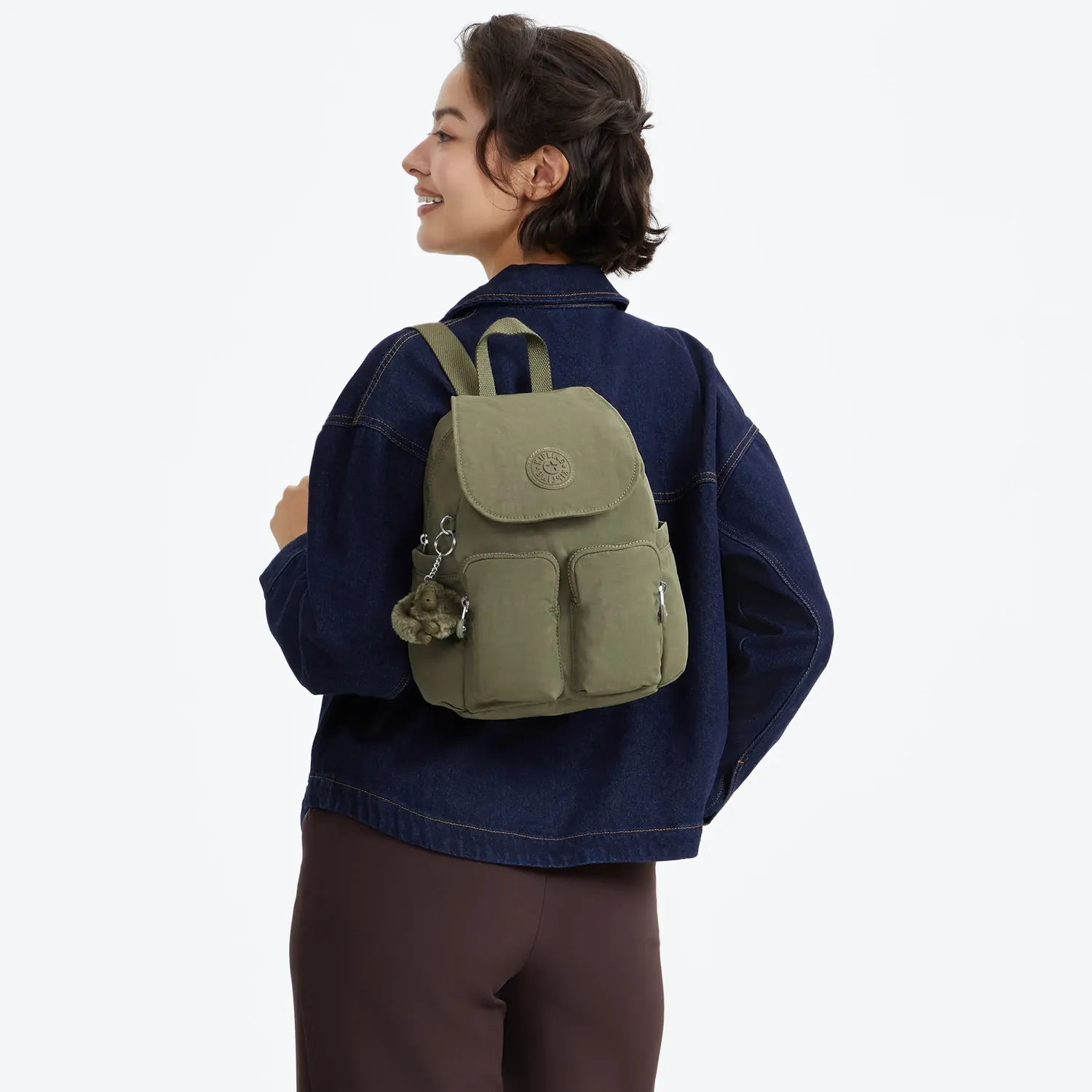 Kipling City Pocket Mini rugzak Almost Sage Klein klep