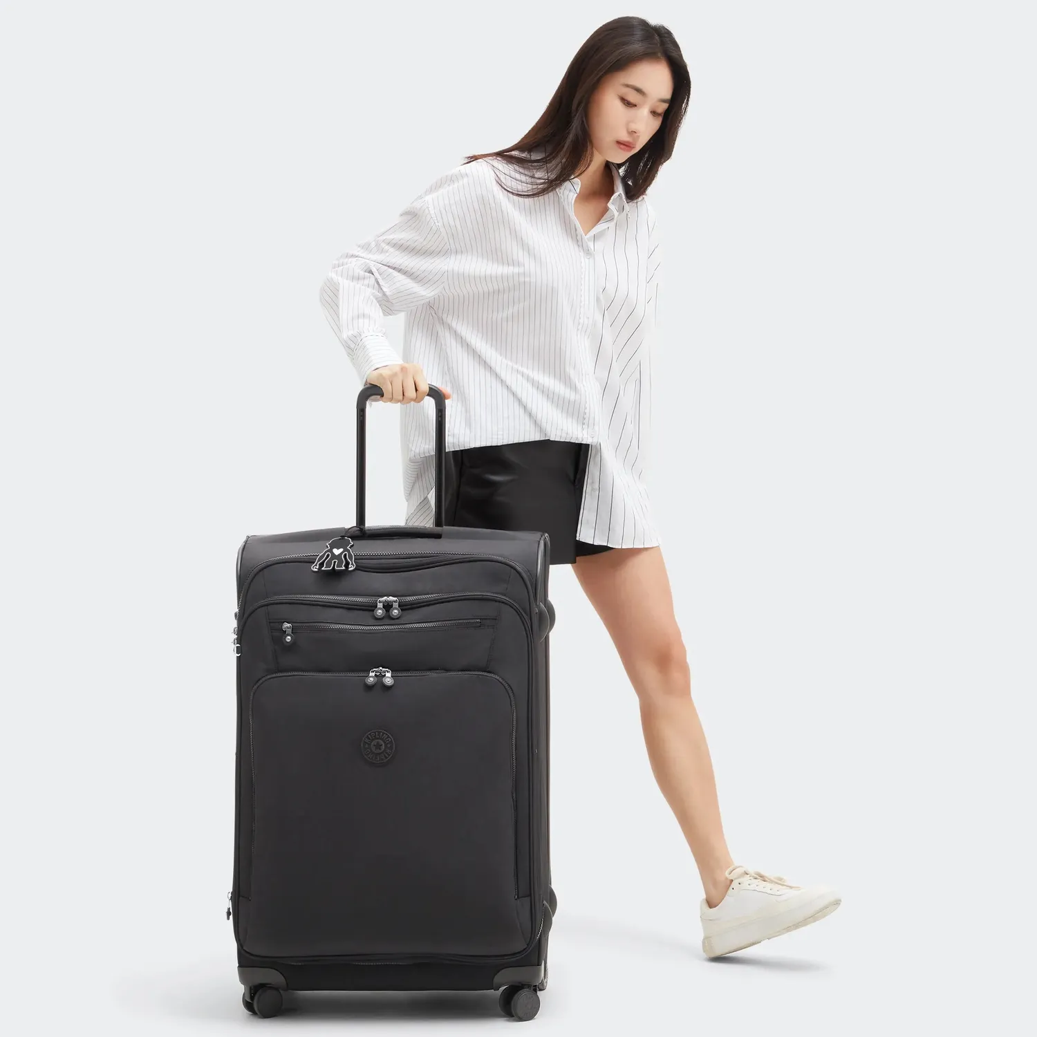 Kipling Youri Spin L koffer Black Noir groot uitbreidbaar