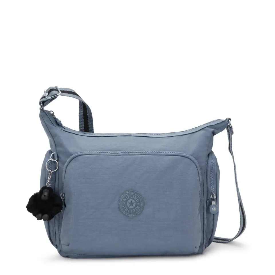 Kipling Gabb crossbody tas Blue Stone groot sleutelkoord