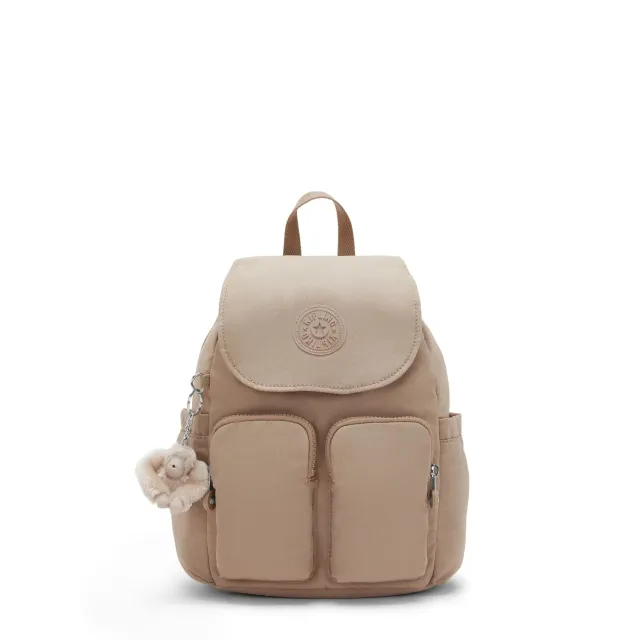 Kipling City Pocket Mini rugzak klein Tan Beige met klep