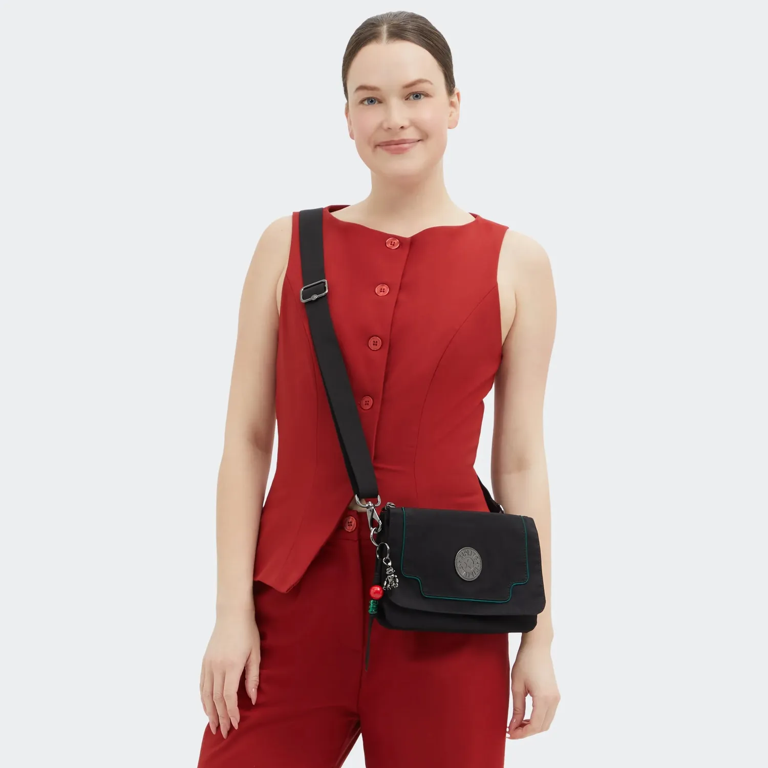 Kipling Riri Flap crossbodytas New Lunar Black Klein satijn