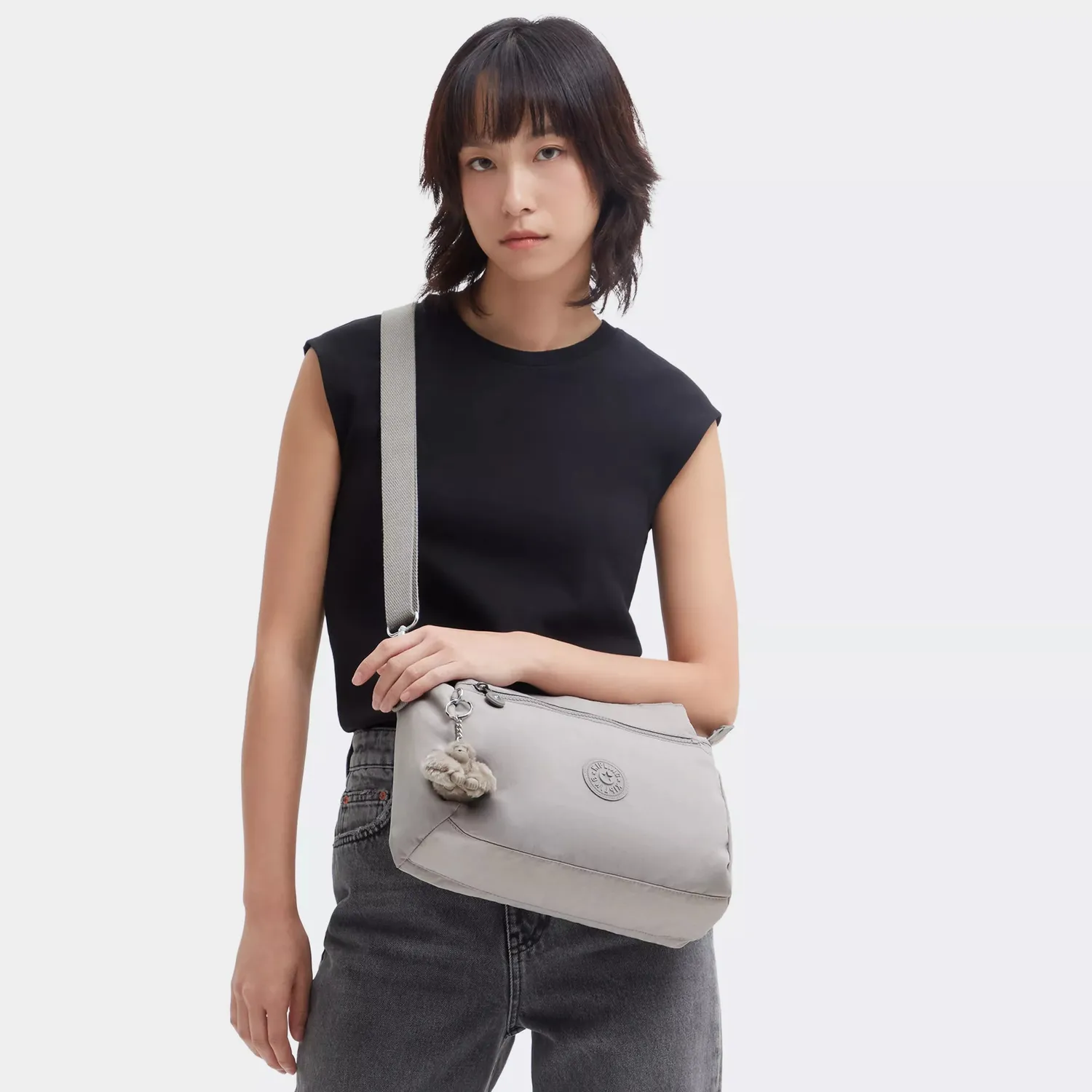 Kipling Elysia schoudertas Medium Grey Gris draagtas
