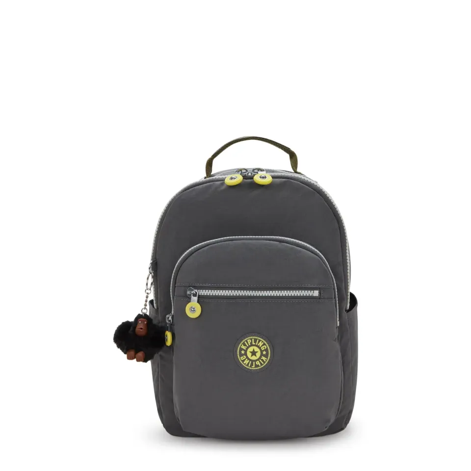 Kipling Seoul S kleine rugzak Back to Grey met 11 inch tabletvak