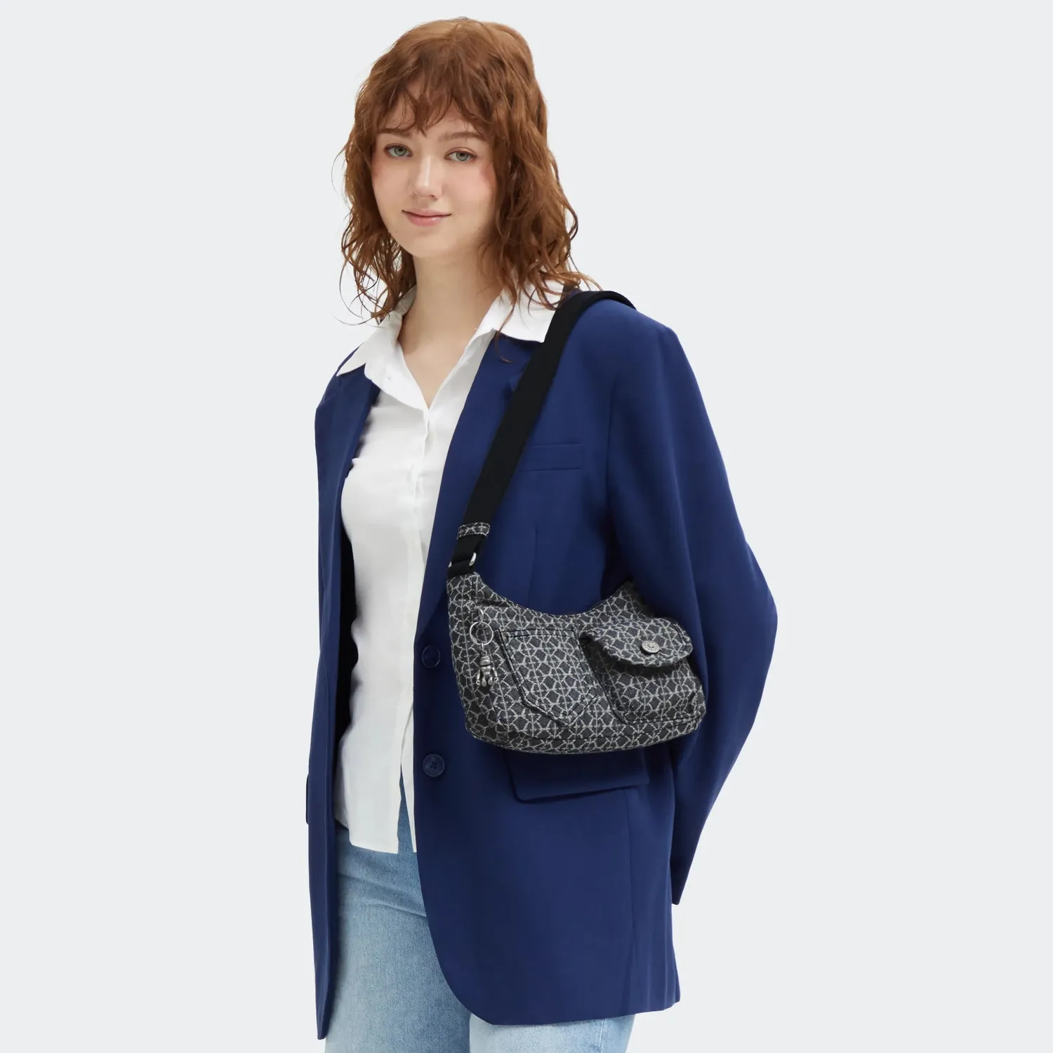 Kipling Kenda crossbodytas Grey Denim klein jacquard