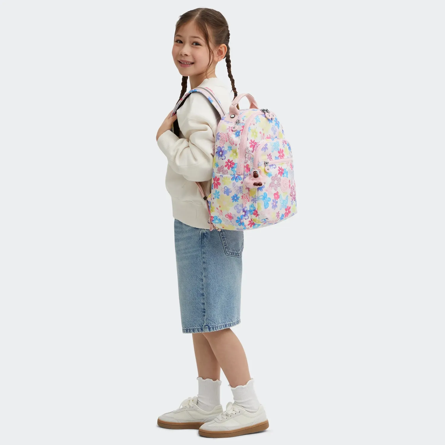 Kipling Seoul S rugzak Flower Stamp klein met 11 inch vak