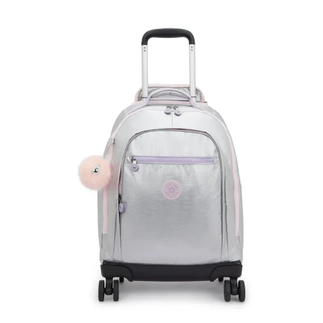 Kipling New Zea rugzak Silver Glow Metallic groot met wielen