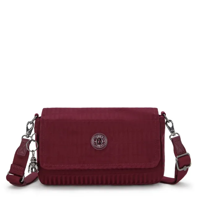 Kipling Aras Up schoudertas Klein Maroon Tile met ketting
