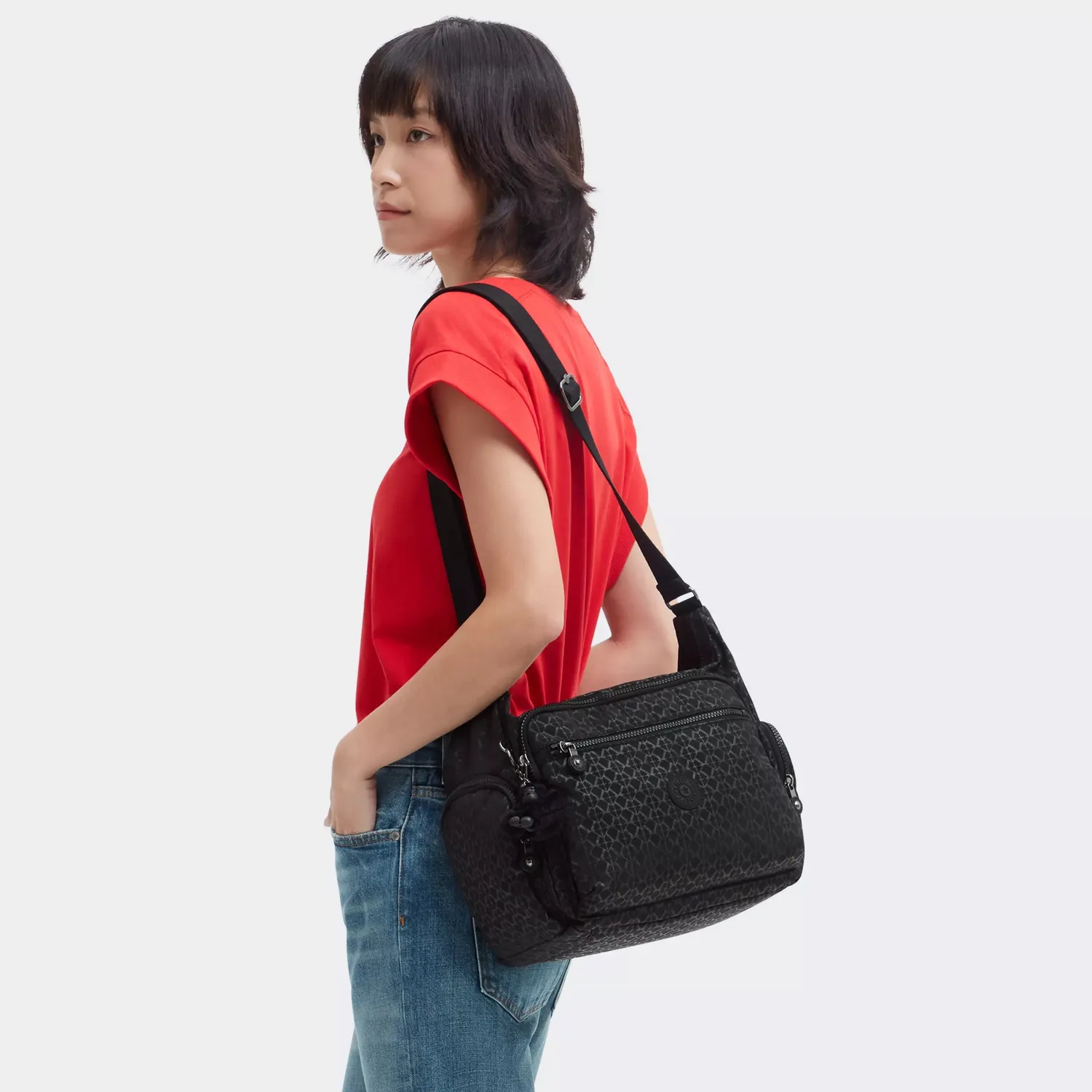 Kipling Gabbie schoudertas Medium Signature Emb ruim