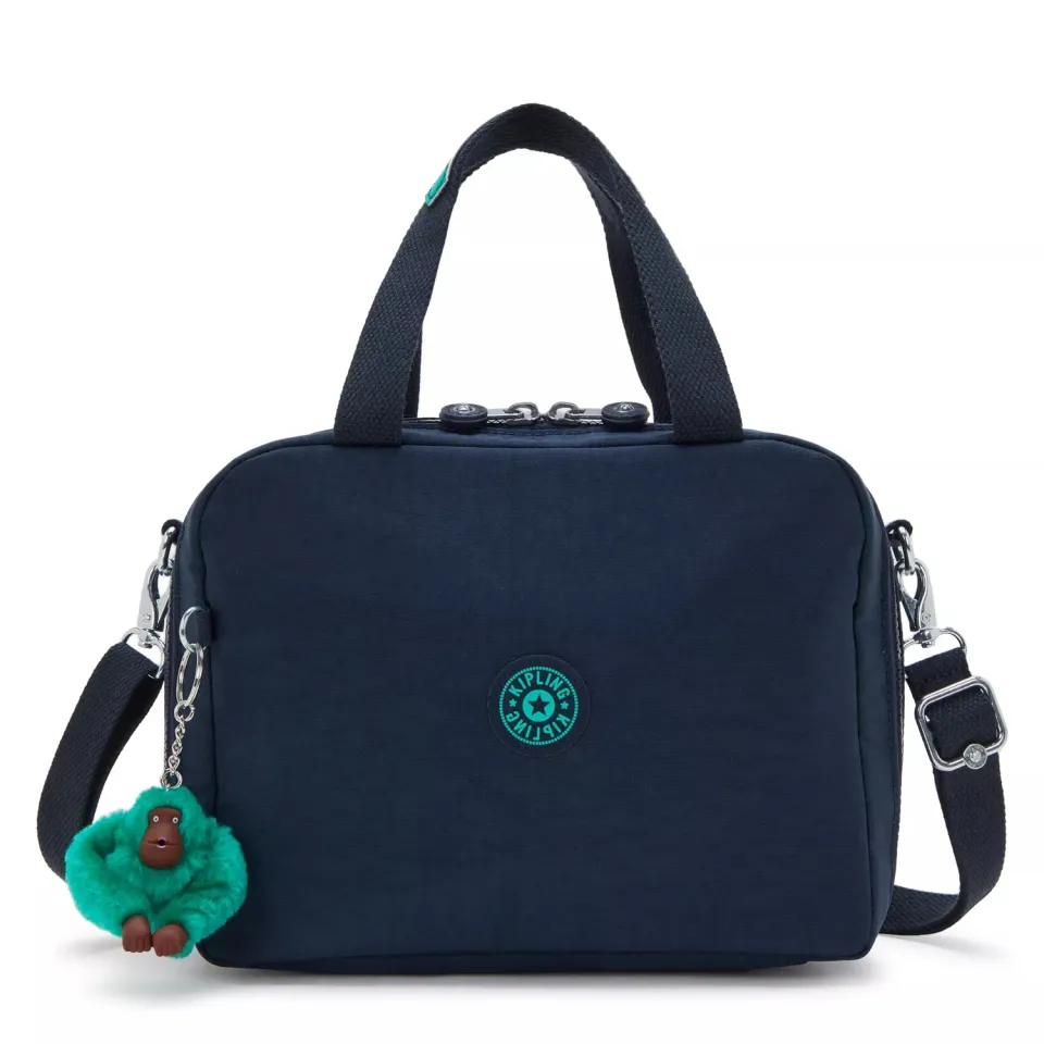 Kipling Miyo lunchtas Blue Green Block groot geisoleerd