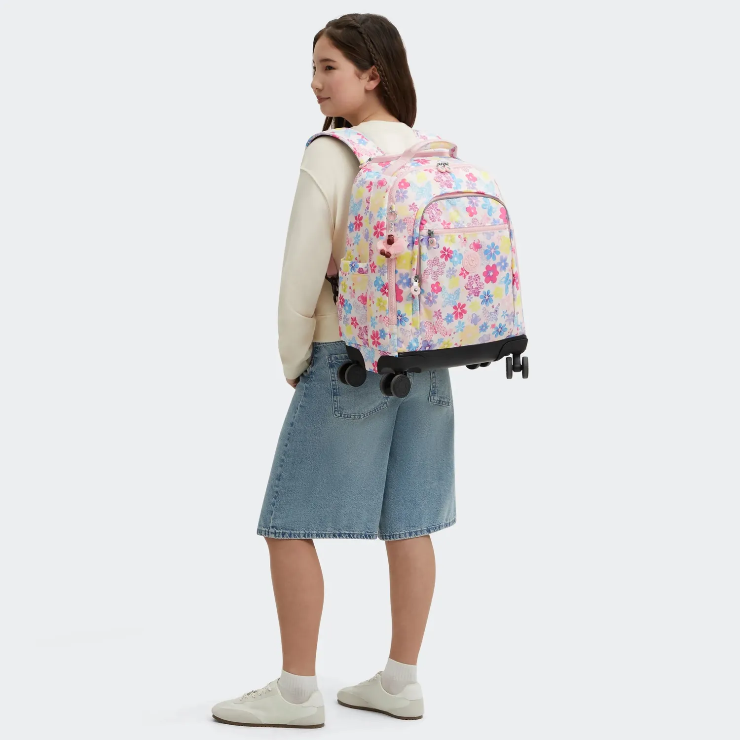Kipling New Zea rugzak met wielen Flower Stamp Groot laptopvak