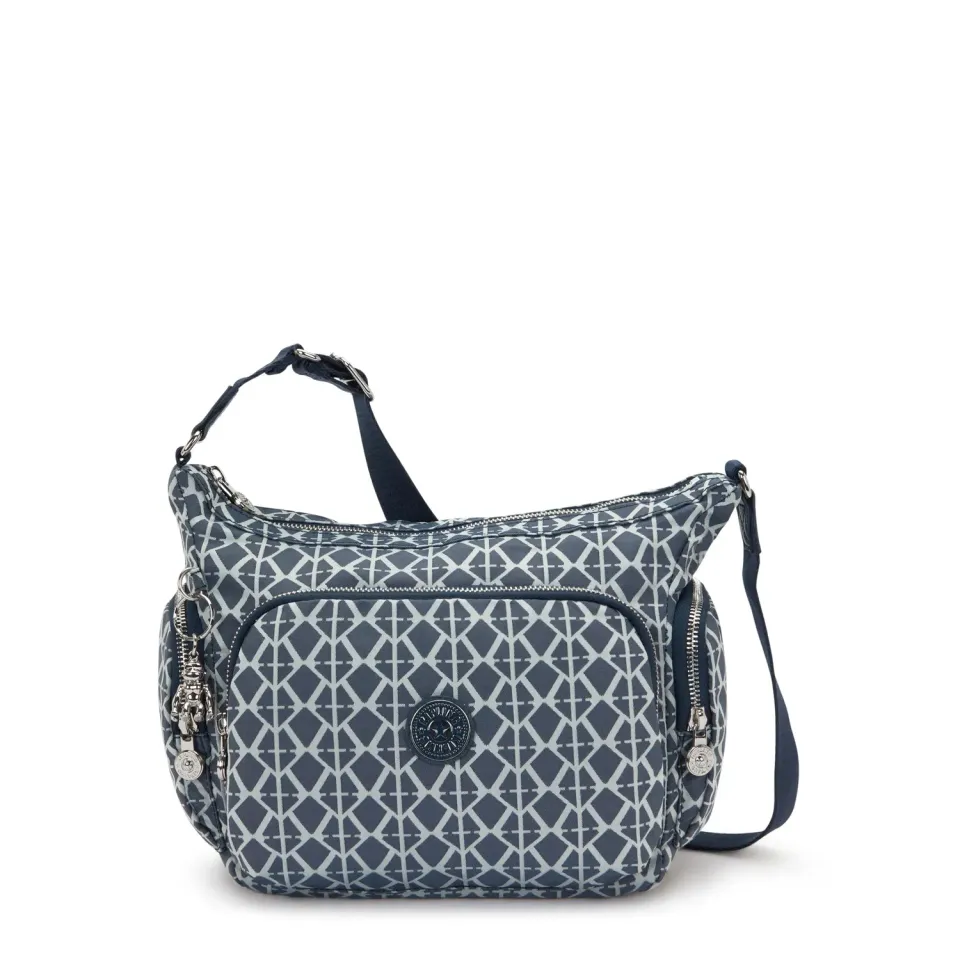 Kipling Gabb S crossbodytas Navy Sign Jacquard Medium trekkoord