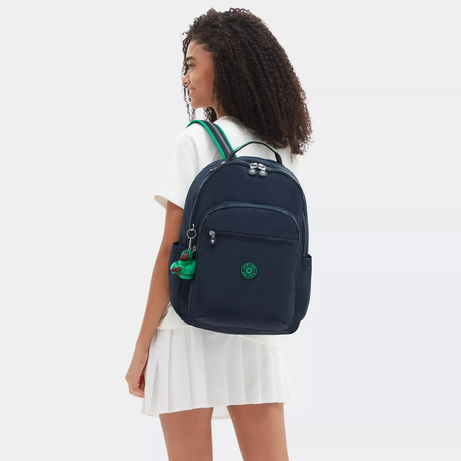 Kipling Seoul rugzak Groot Blue Green Block 15 inch laptopvak