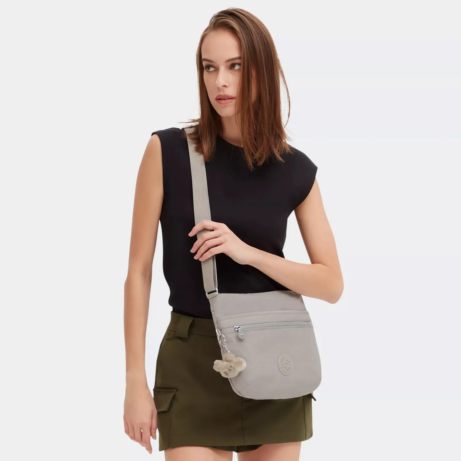 Kipling Arto crossbody tas Grey Gris Medium waterafstotend