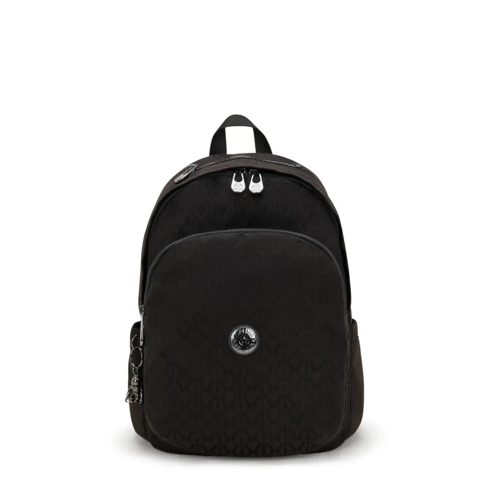Kipling Delia rugzak Medium Black Sign Jacquard met ritsvakken