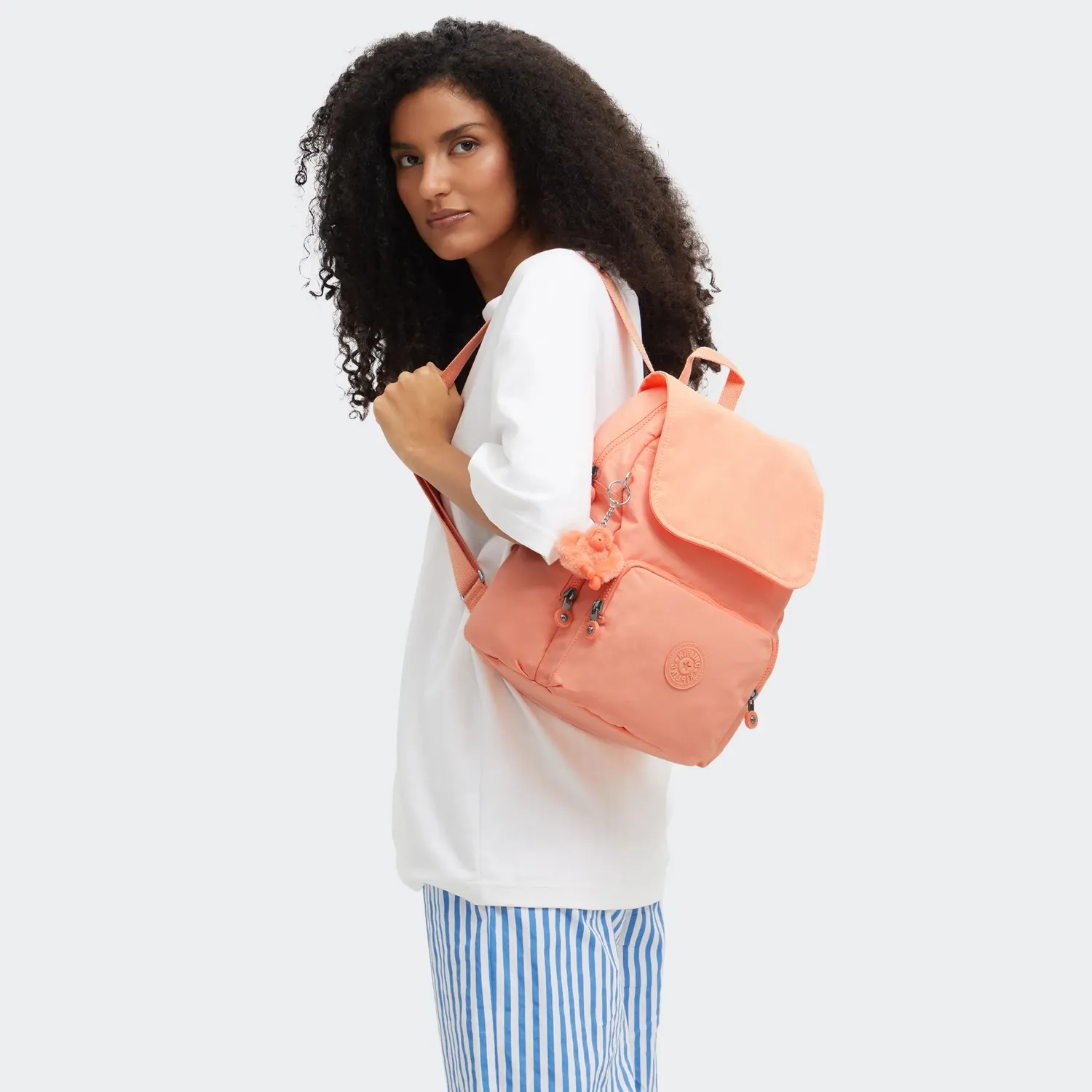 Kipling City Zip S rugzak Pinky Orange klein met magneetklep