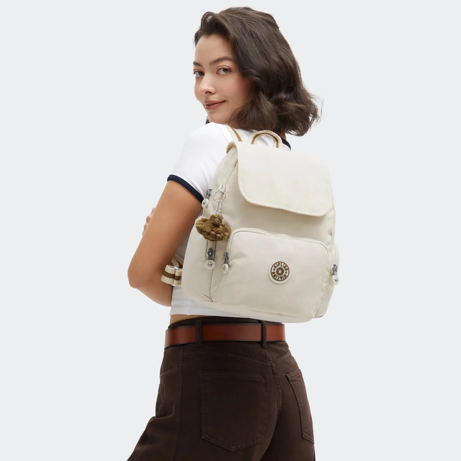 Kipling City Zip S rugzak Soft Sand klein met veel vakken