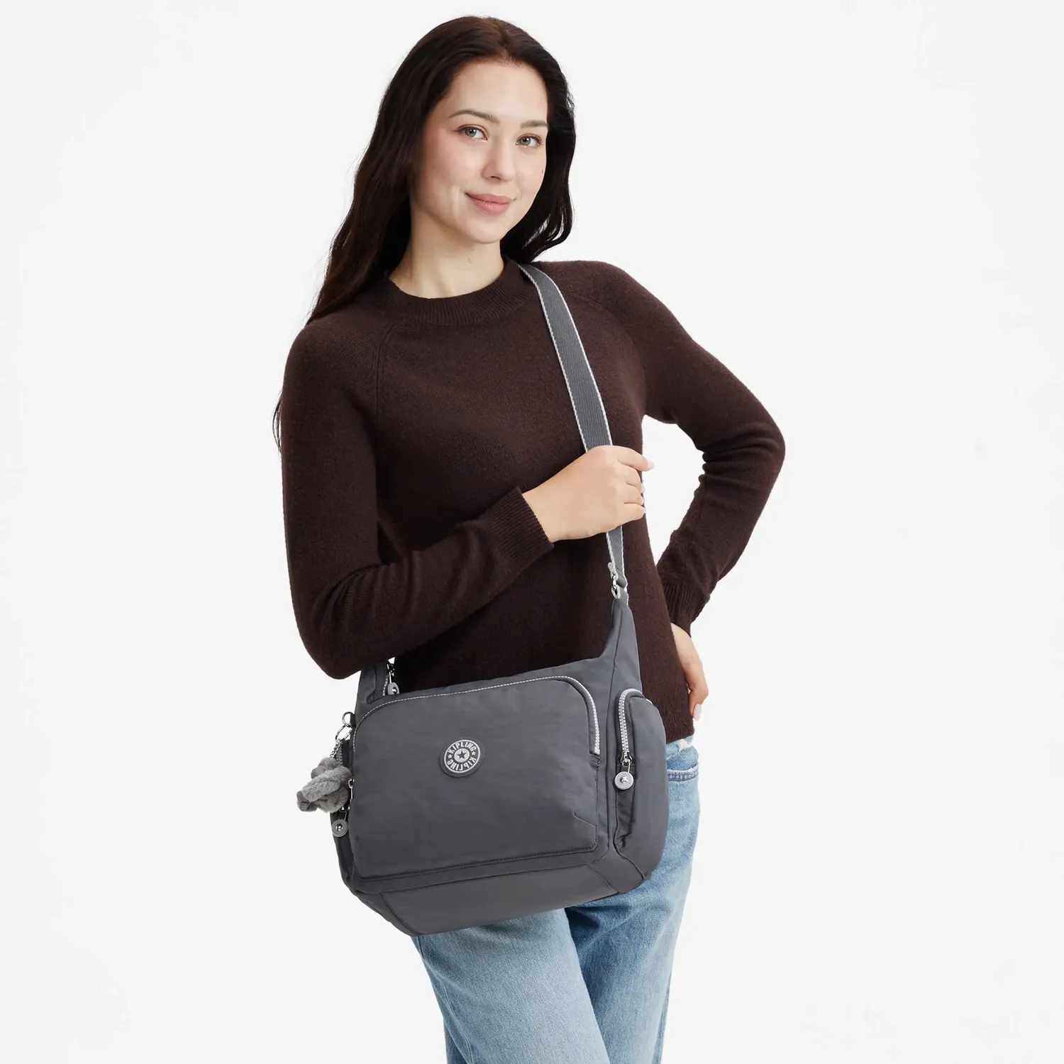 Kipling Gabb crossbodytas Groot Moonlit Grey lichtgewicht