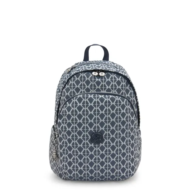 Kipling Delia rugzak Medium Navy Sign Jacquard ritsvakken