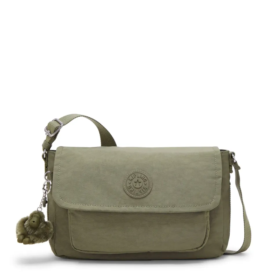 Kipling Dalma Medium crossbody tas Almost Sage met sleutelkoord