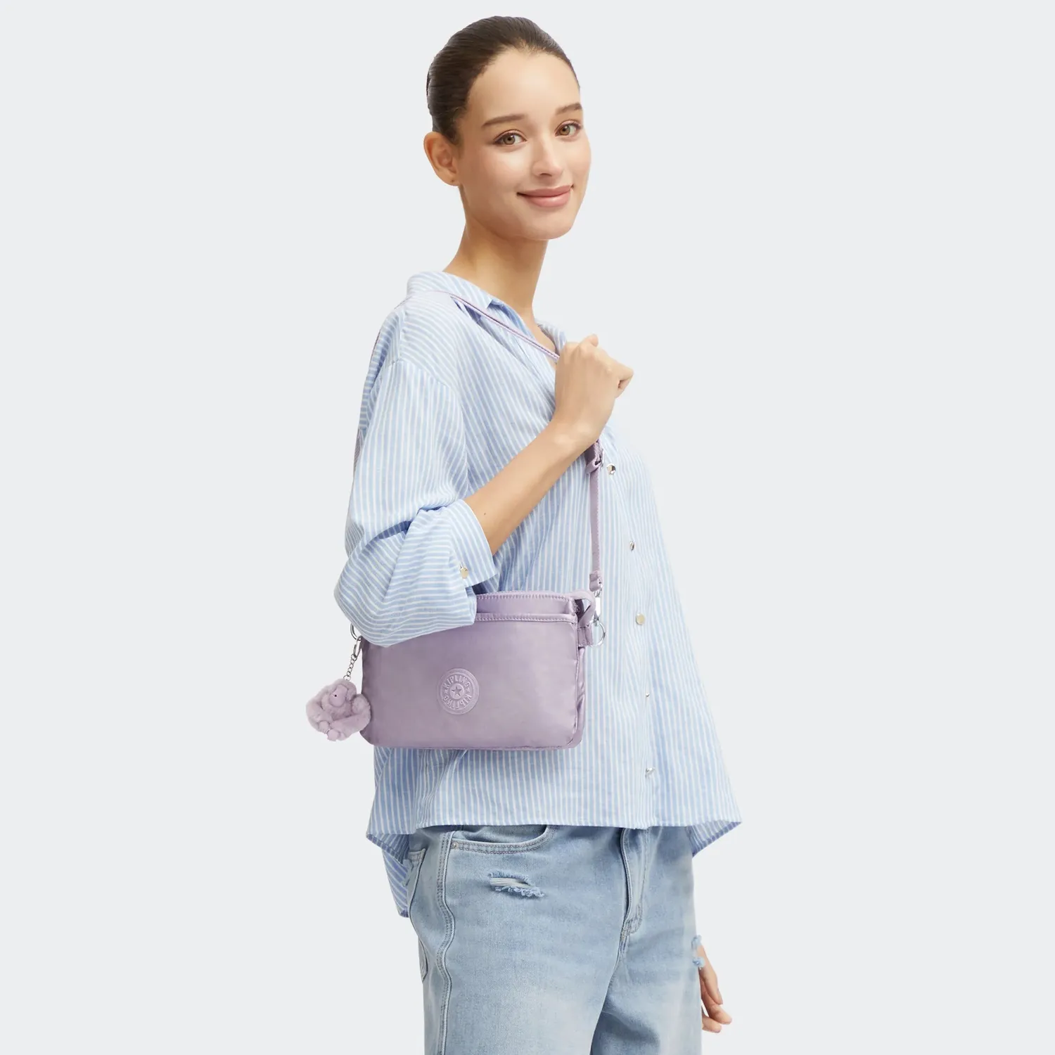 Kipling Riri crossbodytas Klein Lilac Moon Metallic glans