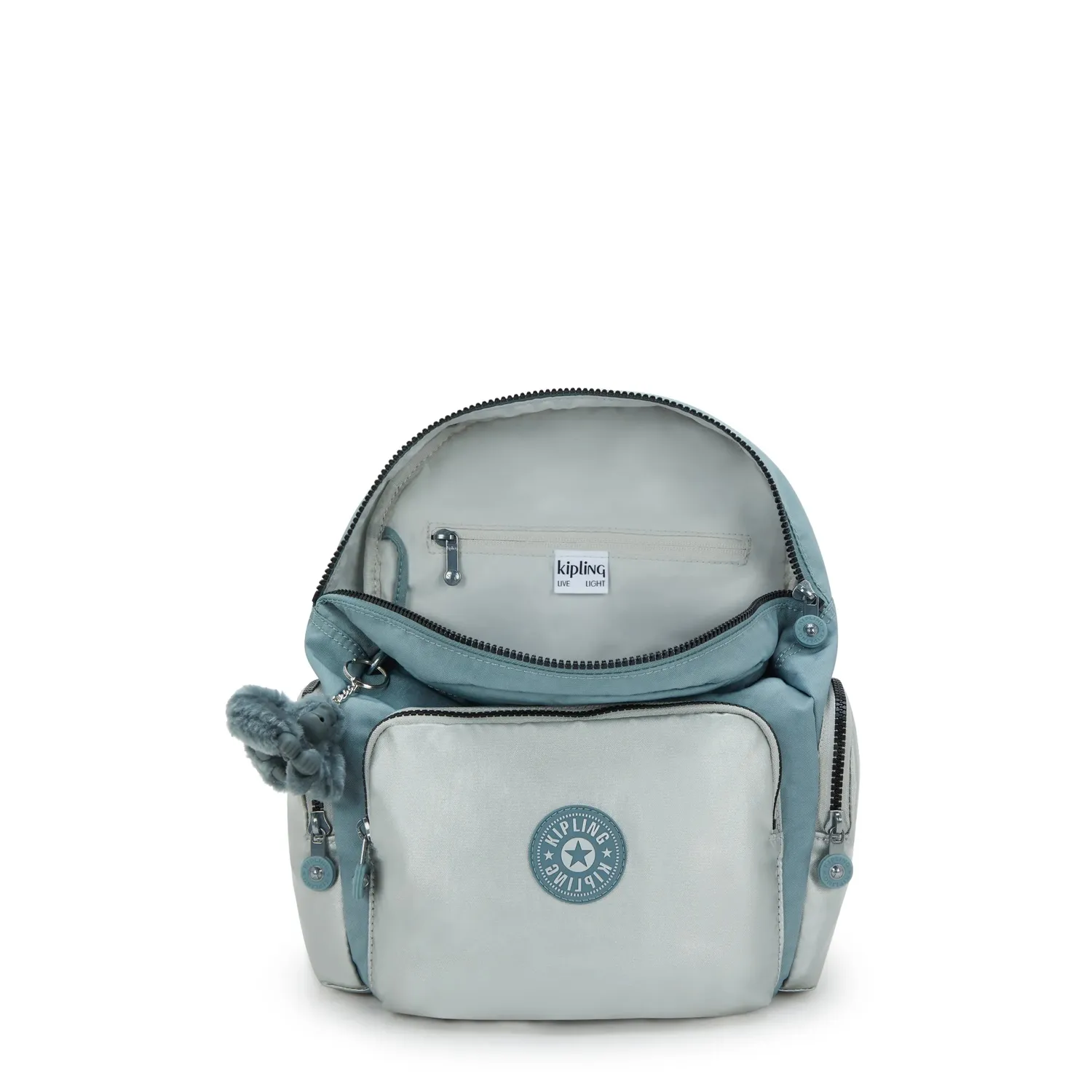 Kipling City Zip S rugzak Klein Relaxed Grey Block vakindeling