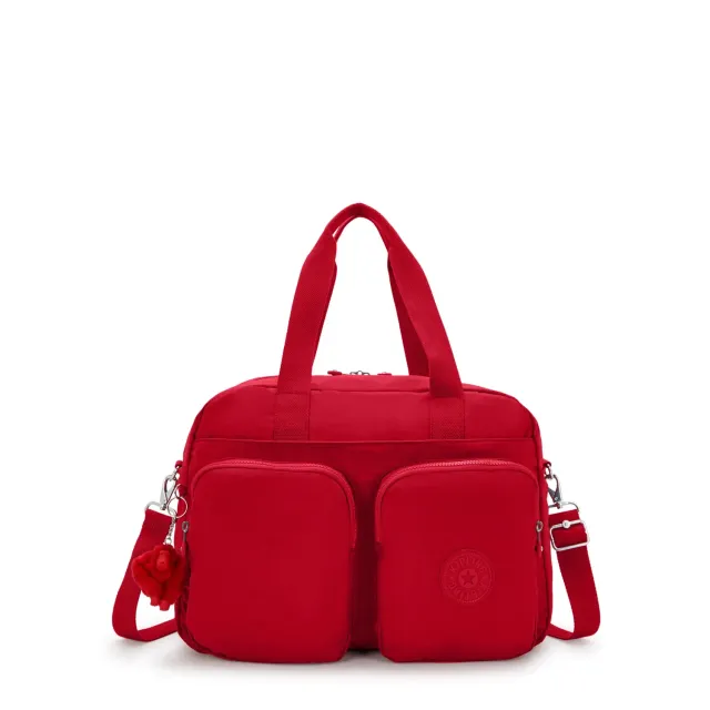 Kipling Defea XL weekendtas Medium Ruby Red met laptopvak